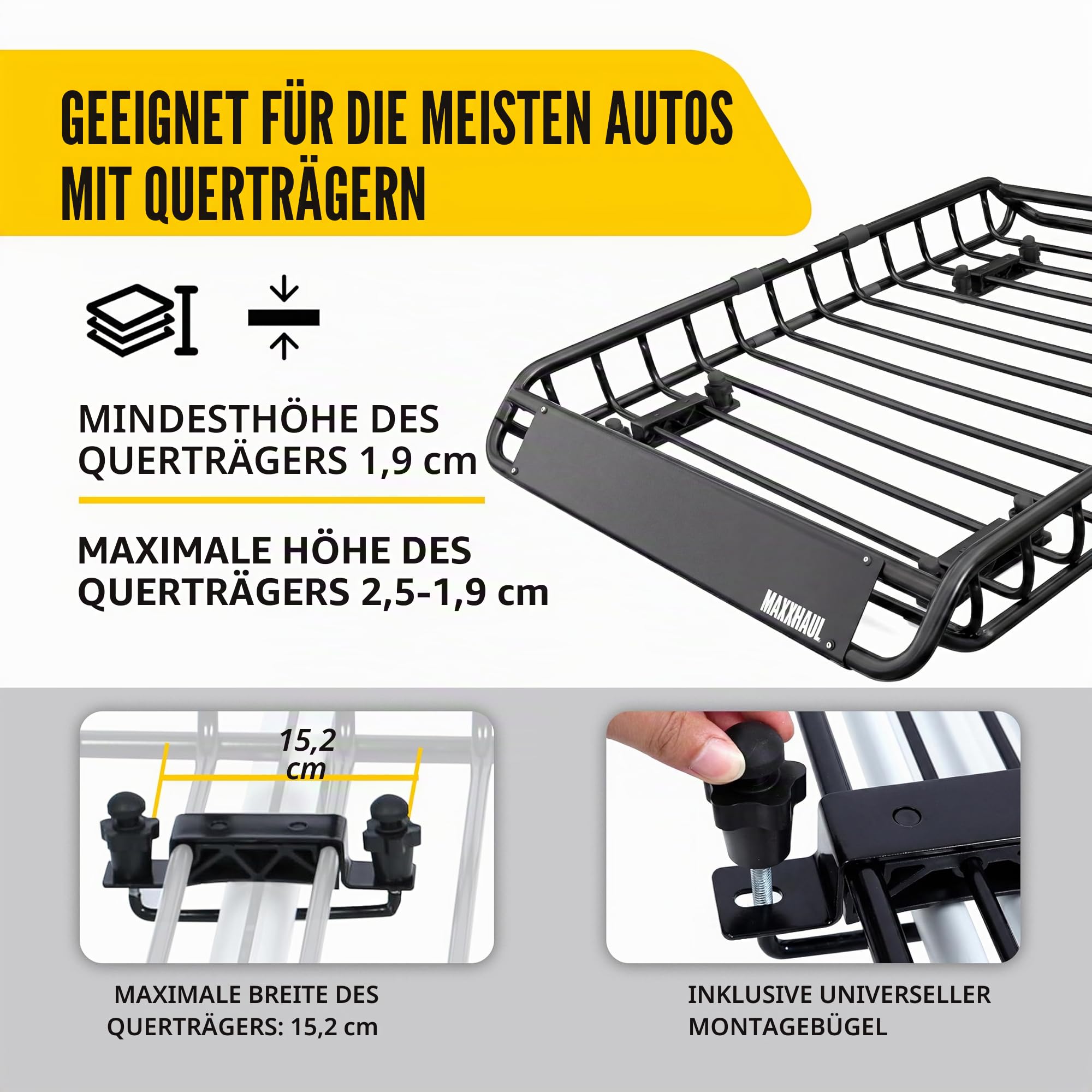 MaxxHaul 70115, Dachgepäckträger für Dachgepäckträger, 116,8 x 91,4 x 11,4 cm, Stahlkorb, Gepäckhalter für SUV und Pick-Up-Trucks - 68 kg. Kapazität
