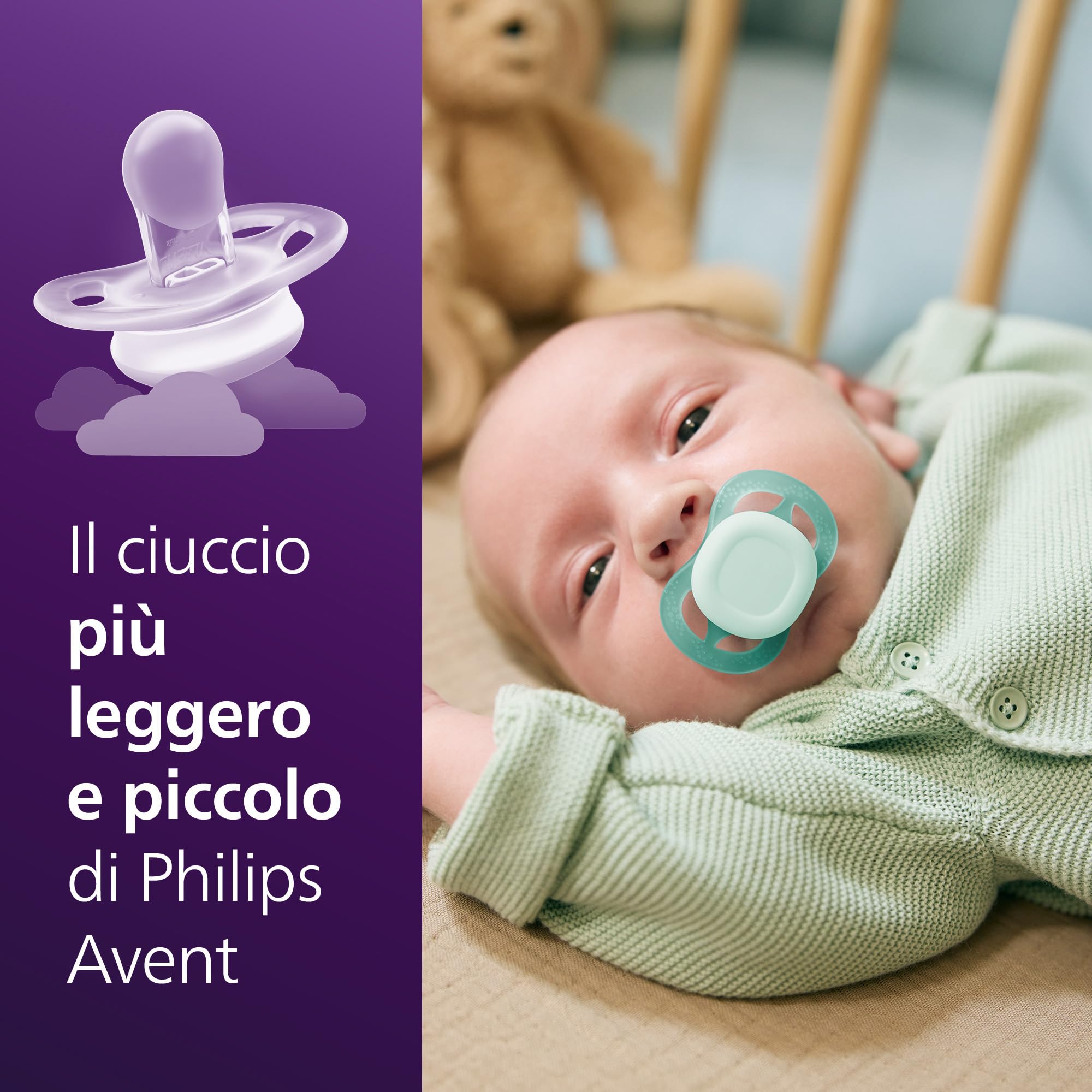 Philips Avent Ultra Start Ciuccio ortodontico neonati silicone senza BPA custodia sterilizzazione confezione da 2 SCF075/12