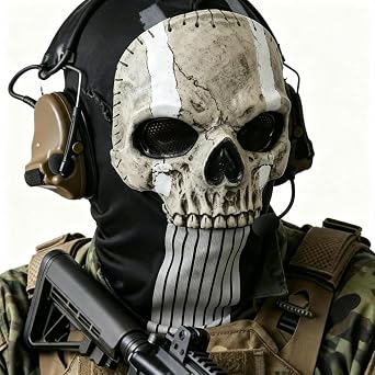 GTETKDE Ghost Skull Mask Latex Skeleton Scary Mask Halloween Cosplay Costume Balaclava MW2 Windproof Full Face Skull Masks