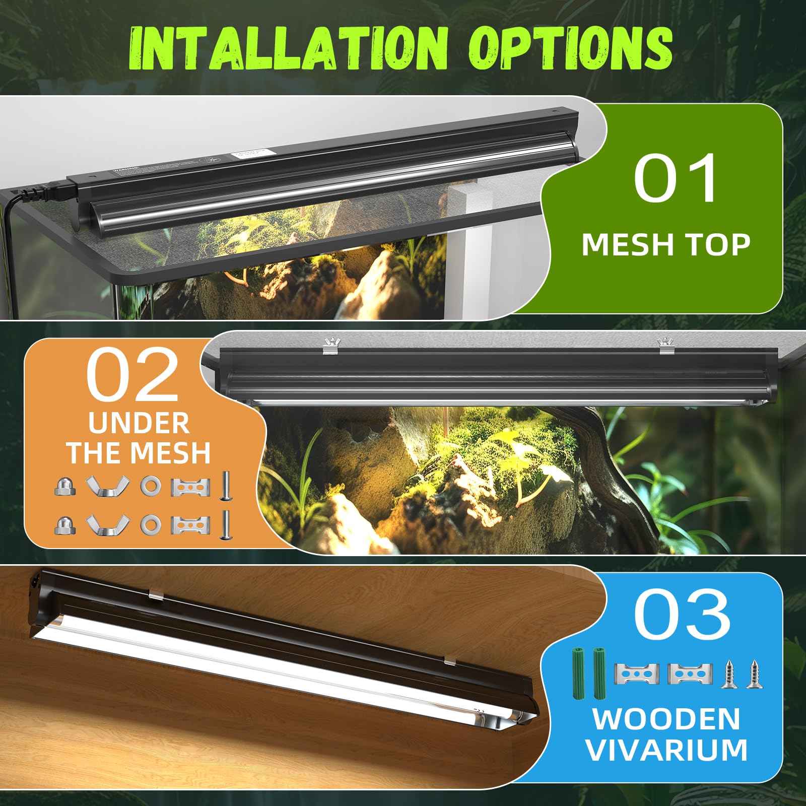 GlowUp 22inch 24W T5 5.0 UVB Light for Reptiles Light Fixture Combo Kit Reptile Lamp Tube Terrarium Hood UVB Light for Bearded Dragon Rainforest Dwelling Reptiles, Chameleons, Iguanas, Turtles - image 6