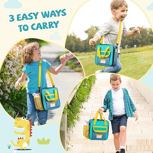 Miniatura 6 de REDSHELL Lonchera táctica para niños, bolsa de almuerzo aislada grande para niños y niñas, lonchera cuadrada para niños pequeños, bolsa de almuerzo