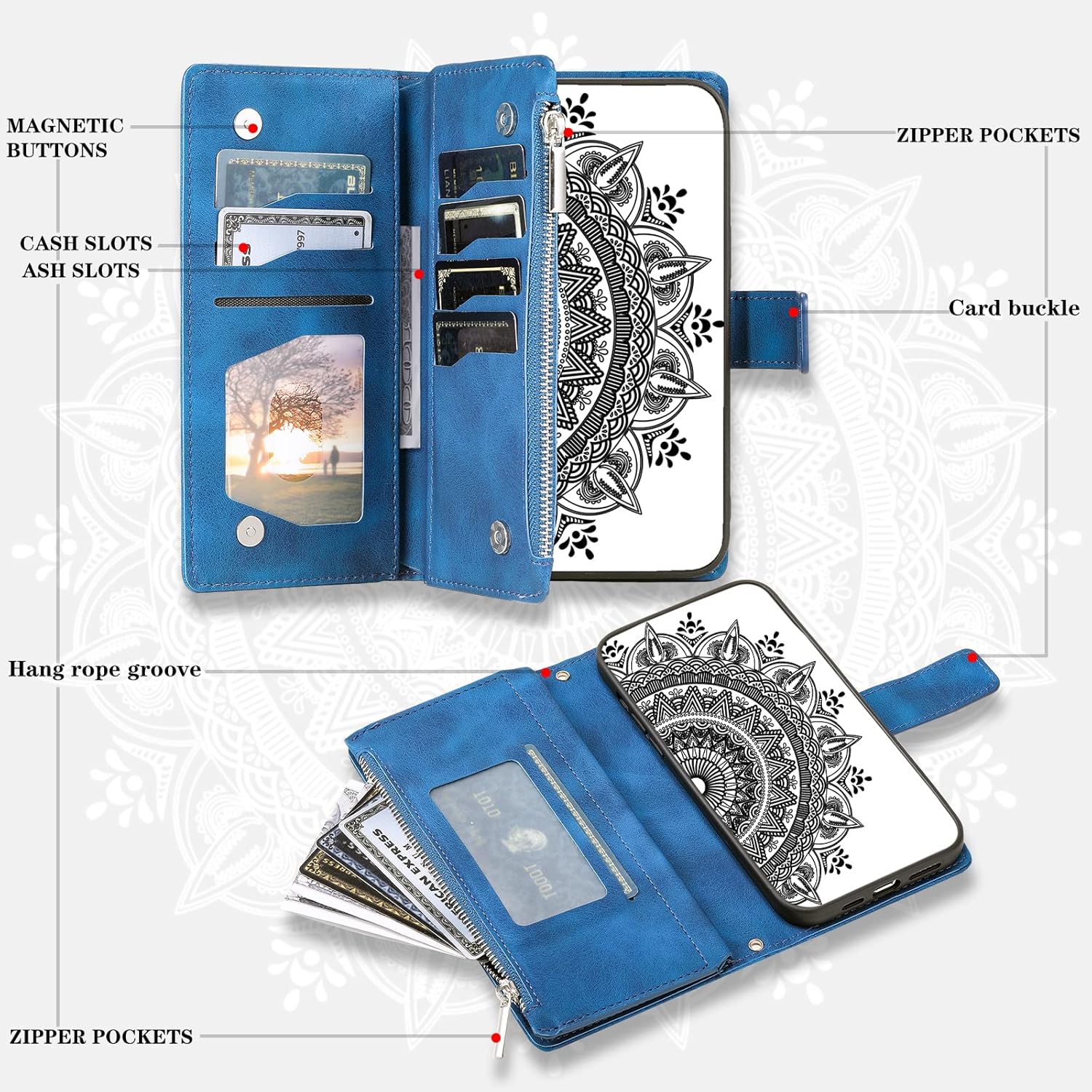 Crossbody Wallet Case for Samsung Galaxy S20 Plus, Leather Case with Lanyard Strap Wristlet Zipper Card Holder, Flip Phone case Cover for Samsung S20 Plus (Blue)