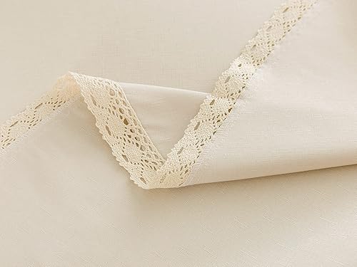Miniatura 5 de EHouseHome Mantel de lino sintético con ribete de encaje, impermeable, a prueba de derrames, resistente a las manchas, sin arrugas, a prueba de