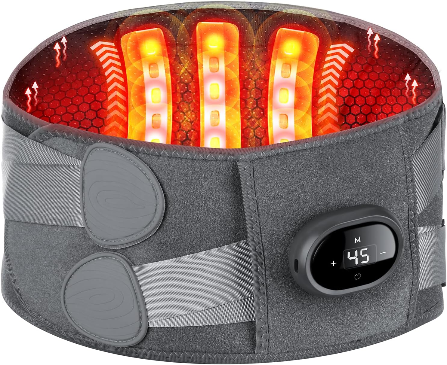Cordless Heating Pad for Back Pain Relief, Lumbar Massaager with Heat, Heated Back Belt Abdomen Warmer Lumbar Support, Rechargeable Heating Massage Belt Back