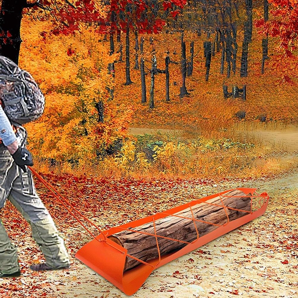 Slitta per trasporto cervi, carrello da caccia, slitta resistente per cervi, capacità 226,8 kg, in polietilene con corda, arancione