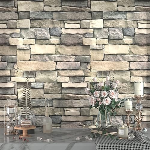 VIOPVERY Papel adhesivo de ladrillo marrón, papel tapiz de ladrillo de 17.7 x 78.7 pulgadas, papel de pared para despegar y pegar, impermeable,