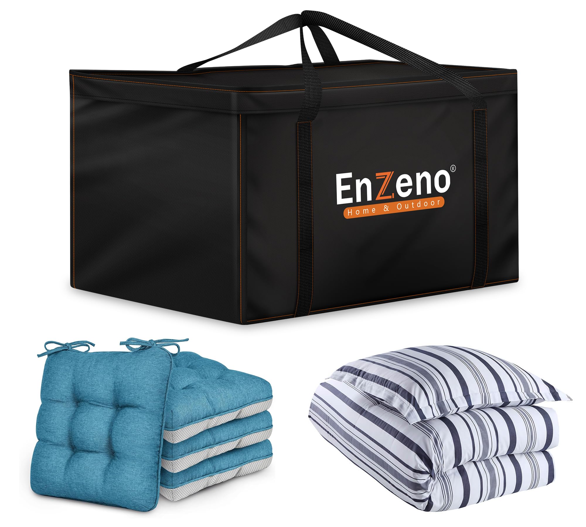 Enzeno Garden Furniture Cushion Storage Bag, 420D Oxford Fabric, Anti-UV Christmas Tree Storage Bag with Carry Handle and Zipper (200x60x75cm), Black — view 9