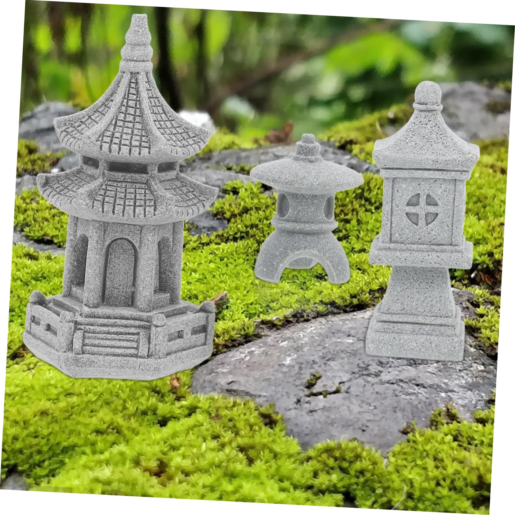 Sosoport 12stücke Teiliges Mini Pagoden-Dekoration Für Bonsai-gärten Realistische Landschaftsverschönerung Mit Pavillon Steinlaterne Und Hexagon-Turm Für Garten Und Innenräume