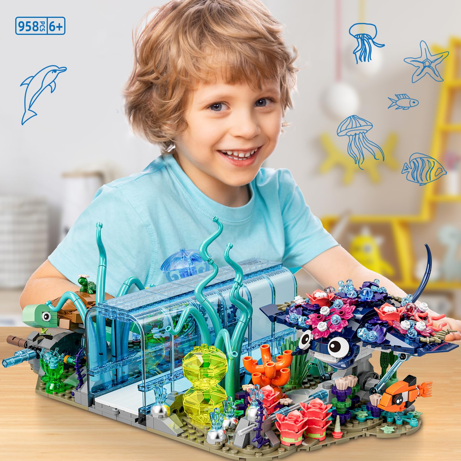 Amazon.co.jp: 水族館ビルディングブロックセット、レゴフィッシュ