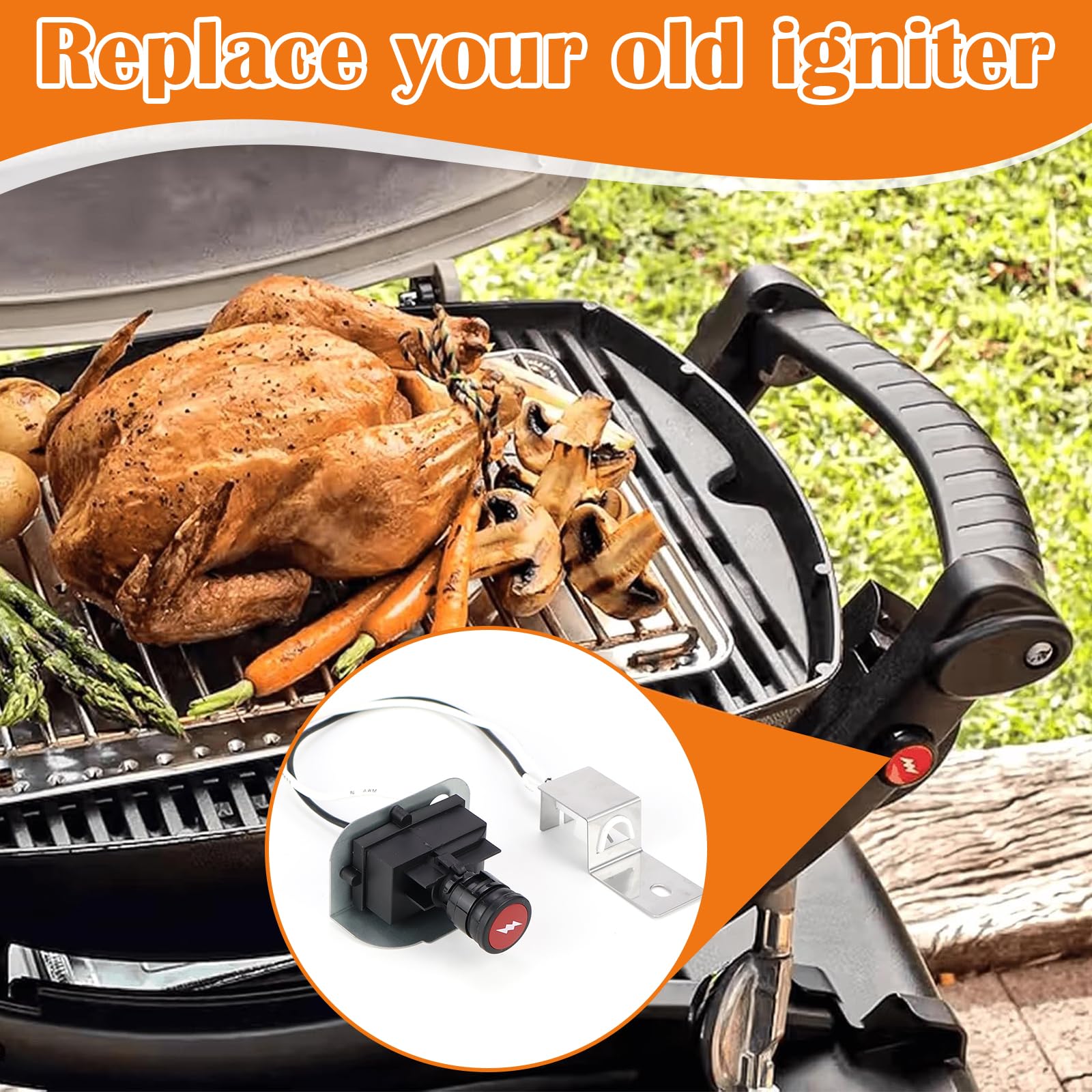 ELNLE Elektronischer Zünder-Kit Ersatz Für Weber Grill Q1200 Q220 80475 Gasgrill Ersatz Zündsatz, mit Vorderen Brennerknöpfen