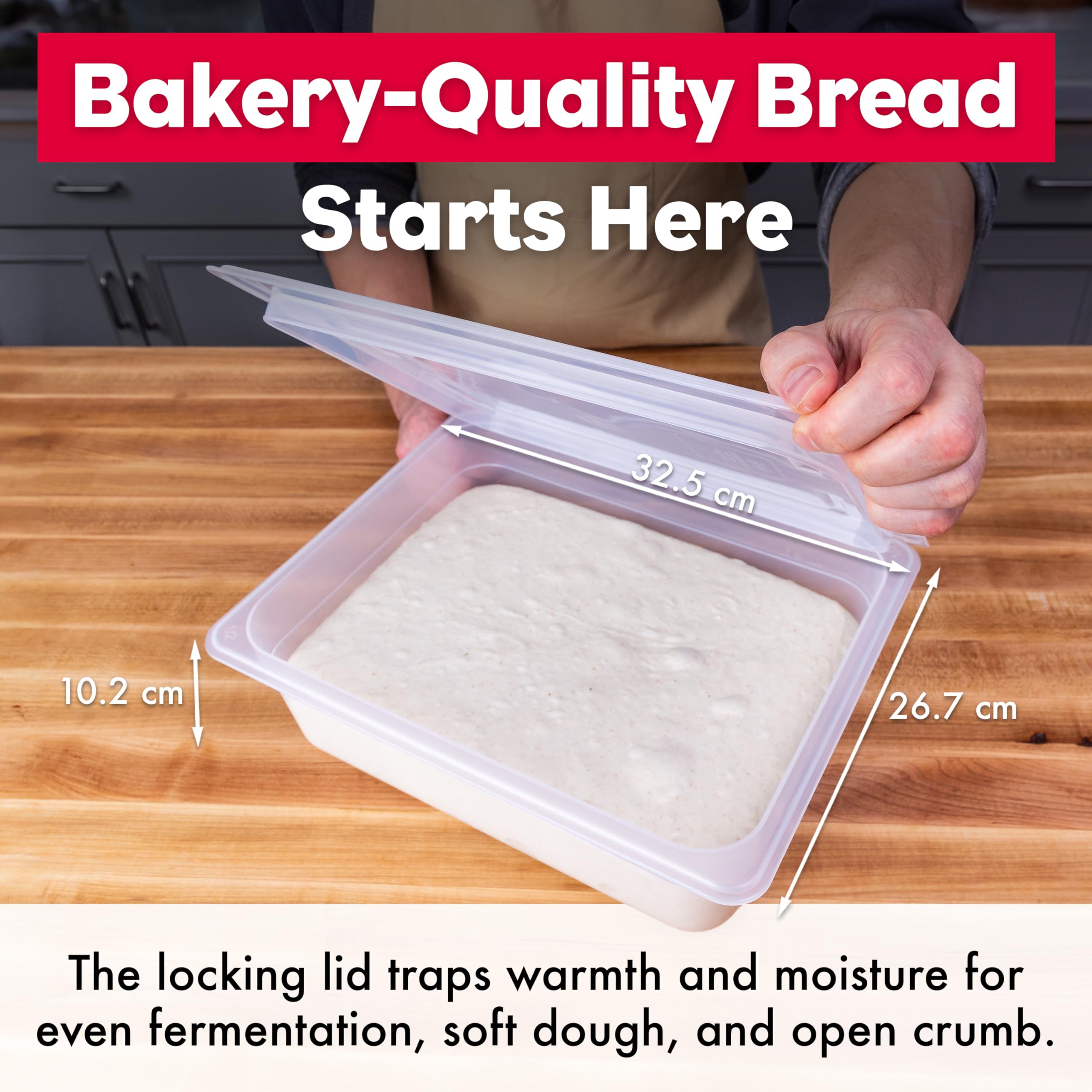 Brod & Taylor Contenitore per lievitazione | Scatola lievitazione per pane, pasta madre, pizza, capacità 6 l