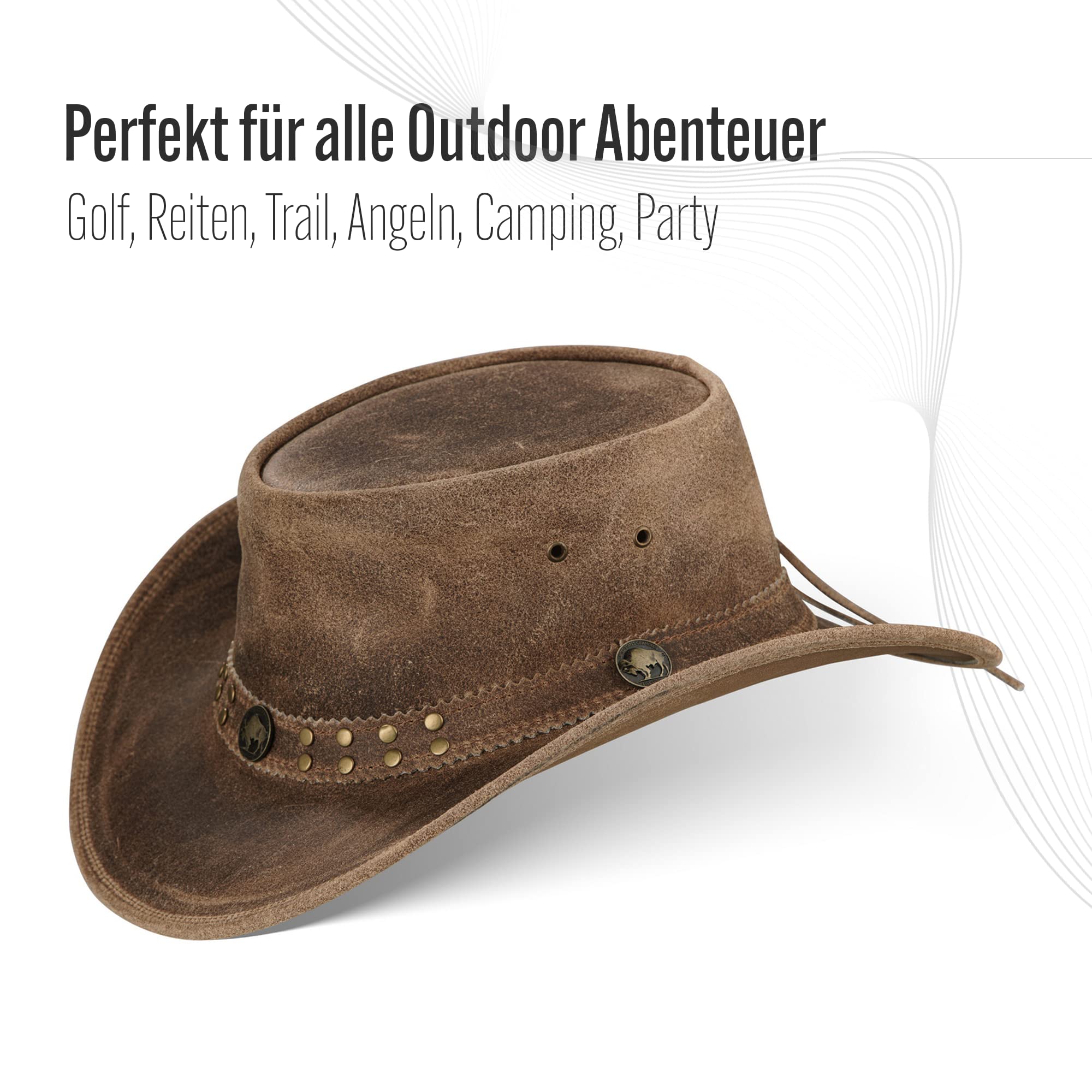 Buffalo Bill męski damski western, kowbojski kapelusz skórzany