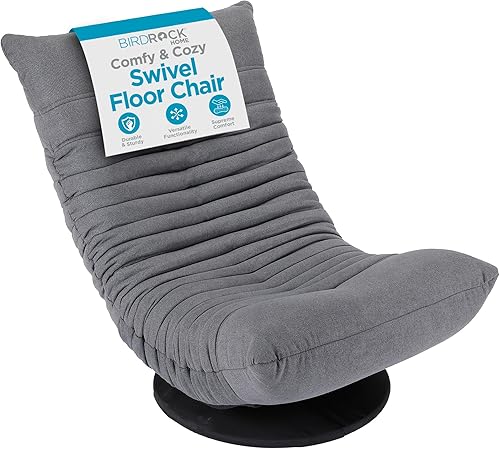 Miniatura 9 de BirdRock Home - Silla giratoria para suelo, asiento de espuma viscoelástica, ajustable, 360 grados, respaldo cómodo, cojín para mecedora y