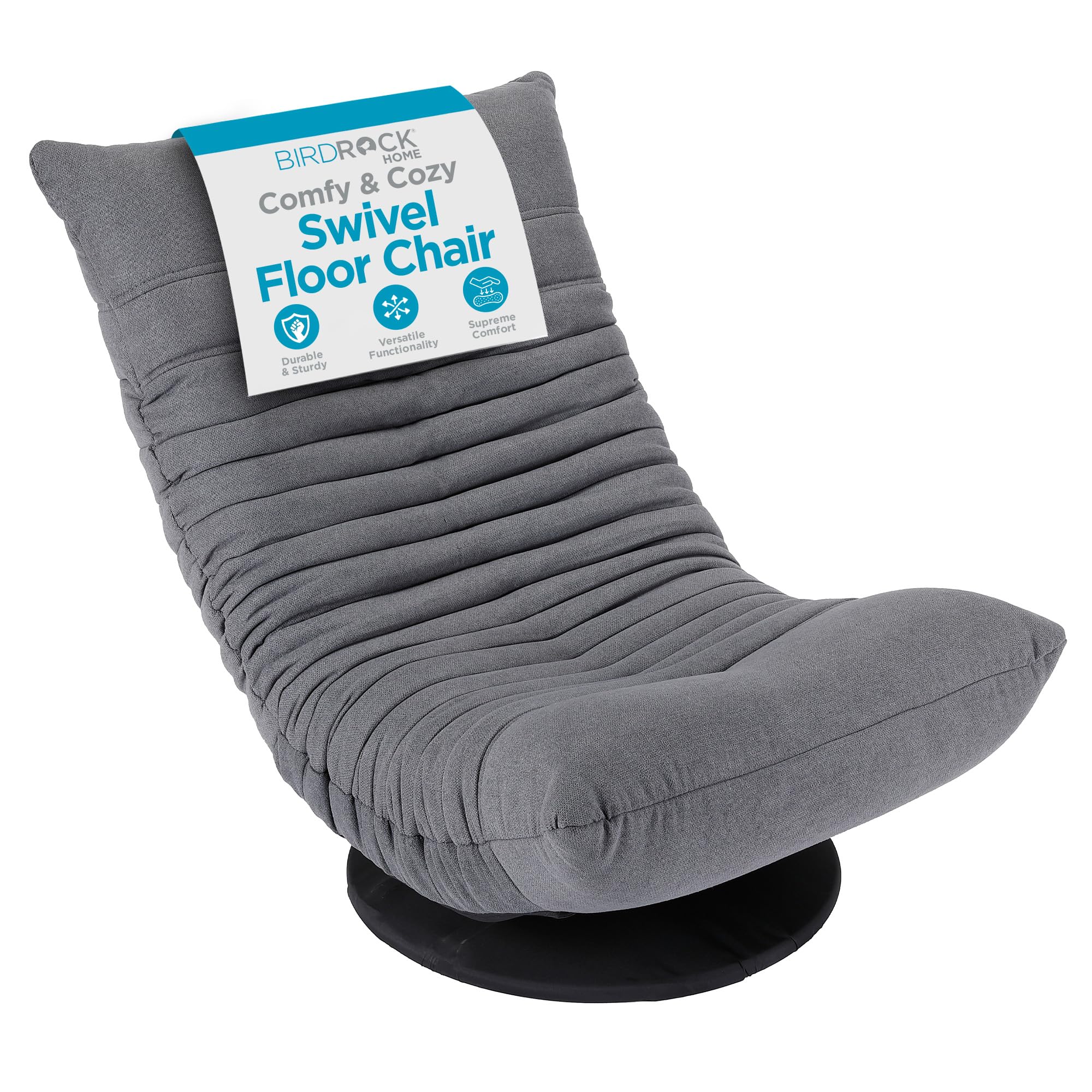 BIRDROCK HOME Swivel Floor Chair - 360 Adjustable Memory Foam Lounge Seat - Gaming - Comfortable Back Support - Cushion Dorm Rocker - Comfy for