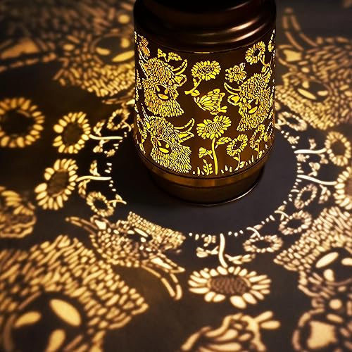 Solar Lanterns Outdoor Waterproof Decoration, Highland Cow Garden Decor Hanging