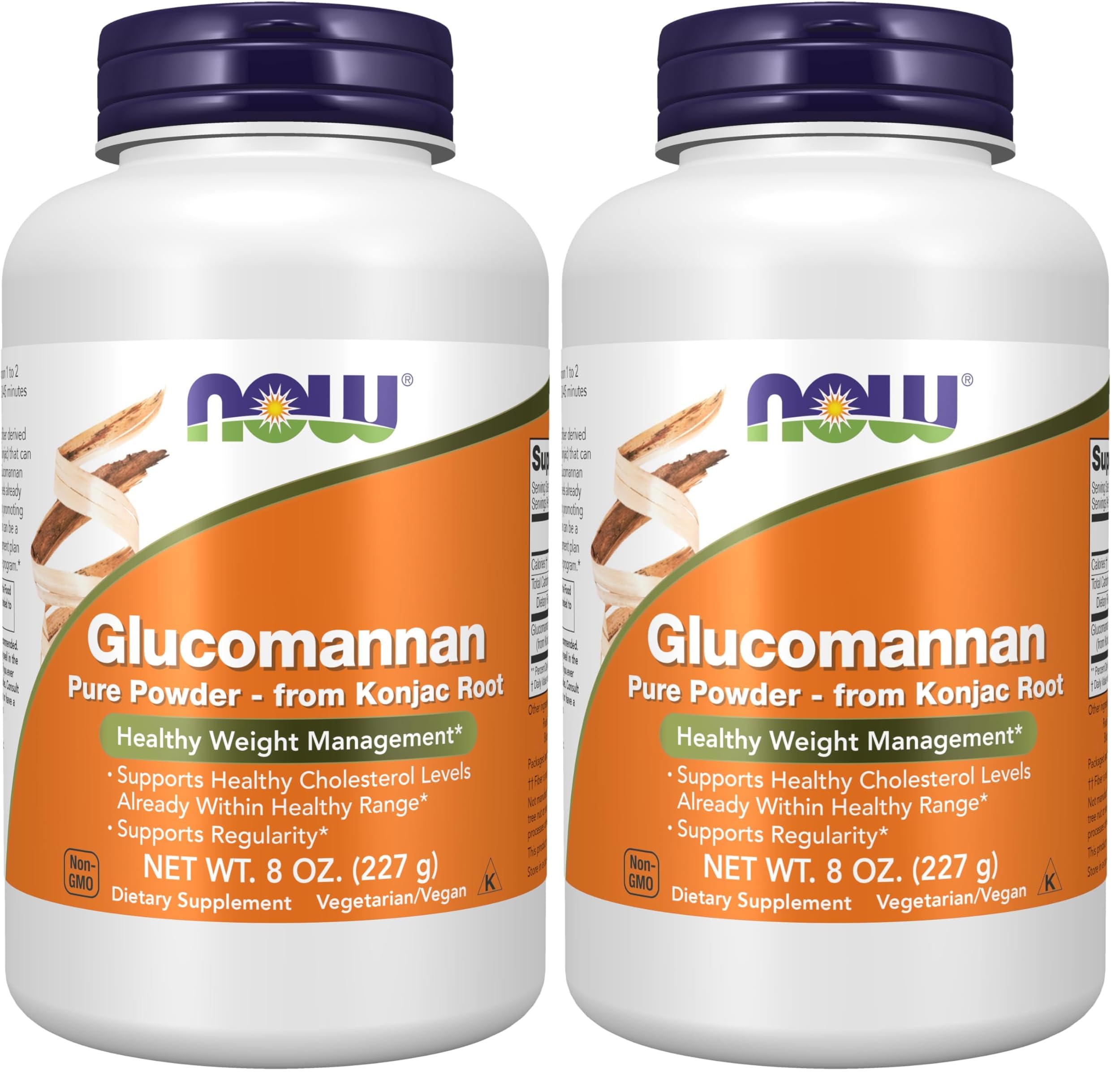 NOW Foods Supplements,Glucomannan (Amorphophallus konjac) Pure Powder,Supports Regularity*,Healthy Weight Management*,8 Ounce,(Pack of 2) Unflavored 8 Ounce (Pack of 2)