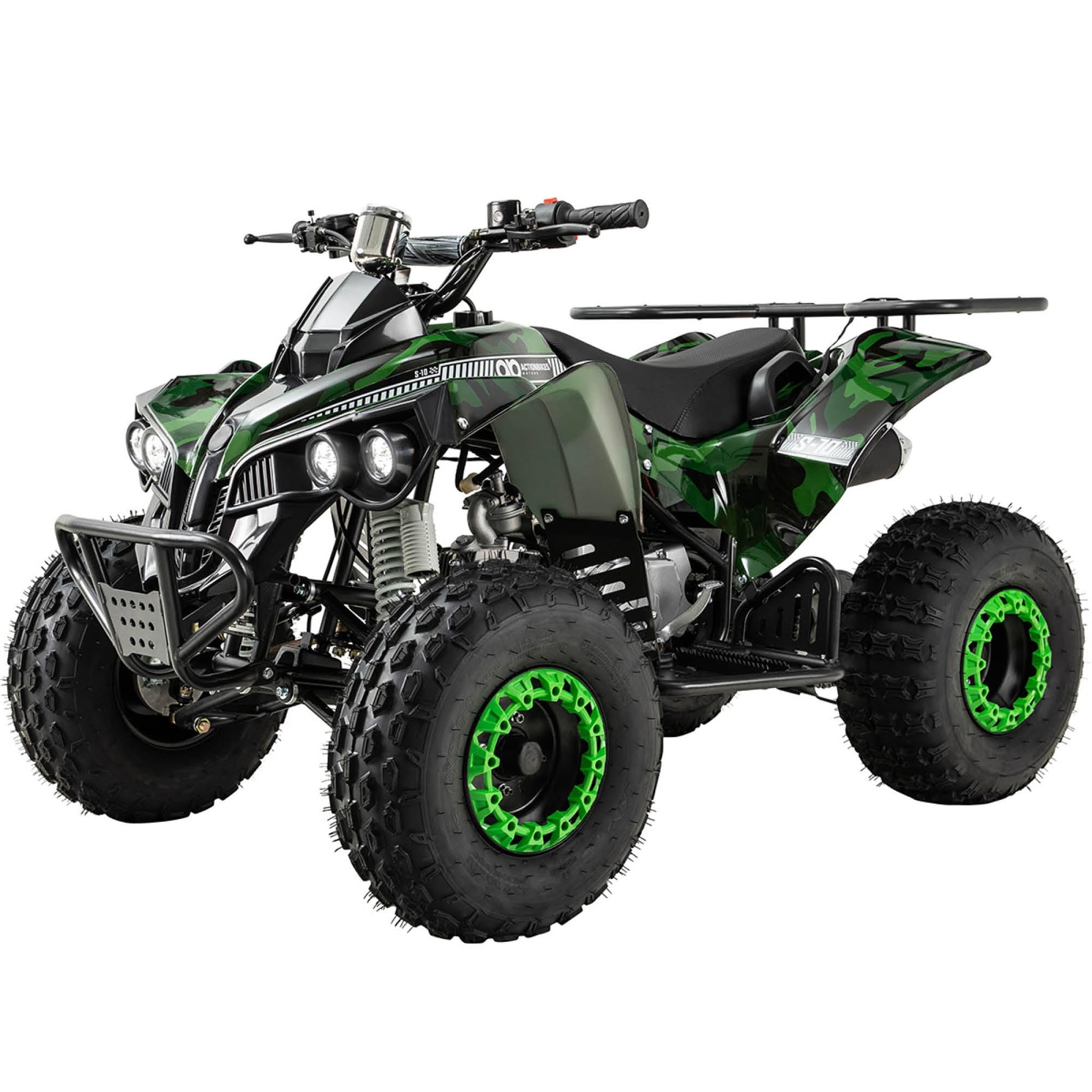 Actionbikes Motors Quad ATV S-10 125 cc | 4-Takt 125ccm Motor bis 𝟓𝟎 km/h - Pocket Quad - Miniquad - Benzinquad - Benzin Quads - Fahrzeug für Jugendliche (Lackiert Camouflage)