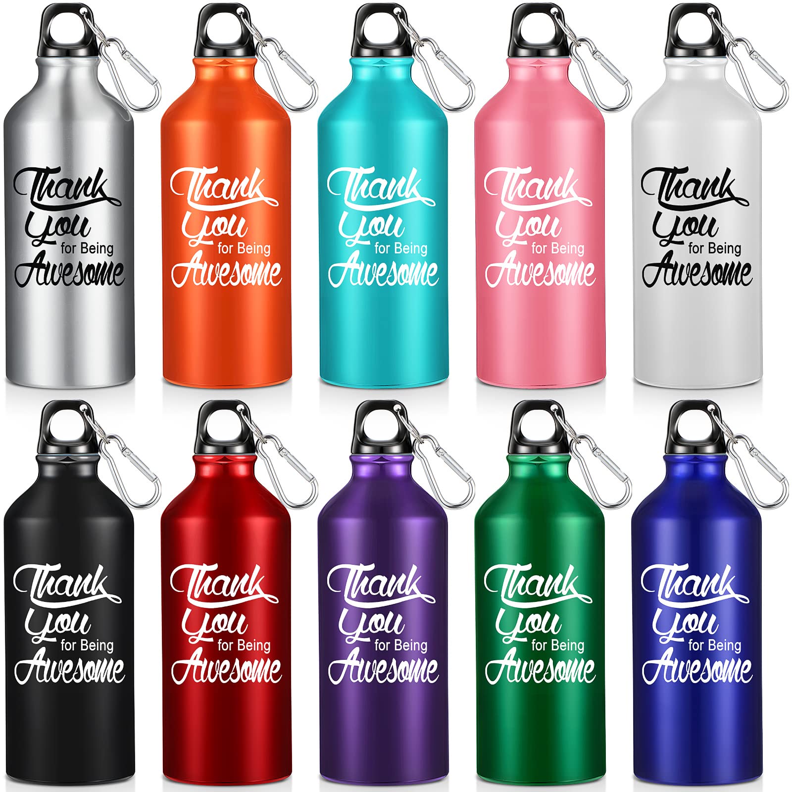 Sieral 10 Pcs Employee Appreciation Gifts Thank You for Being Awesome Water Bottle 20 oz Aluminum Water Bottle Lightweight Sport Tumbler with Twist