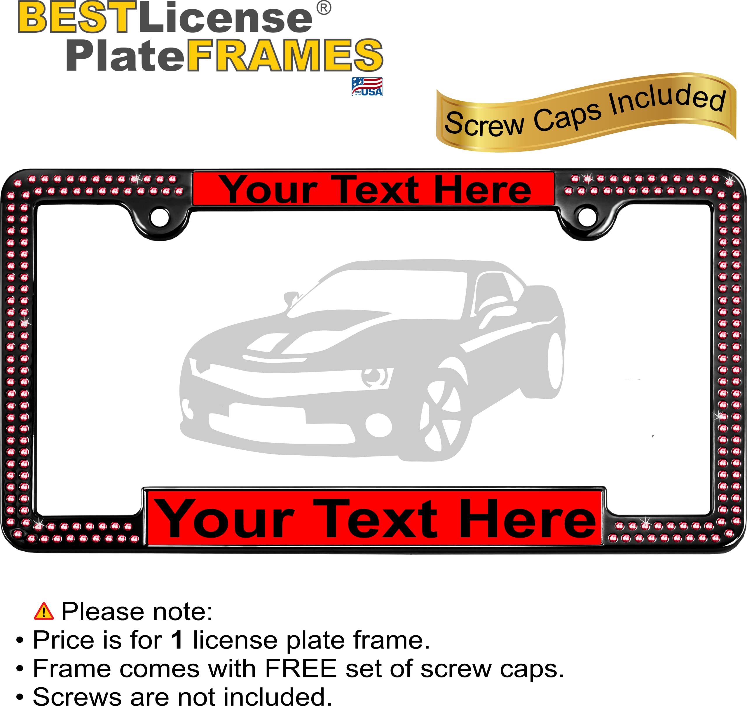 Crystals - Custom Personalized Black Metal Car License Plate Frame with Pink Cr - Picture 86 of 132