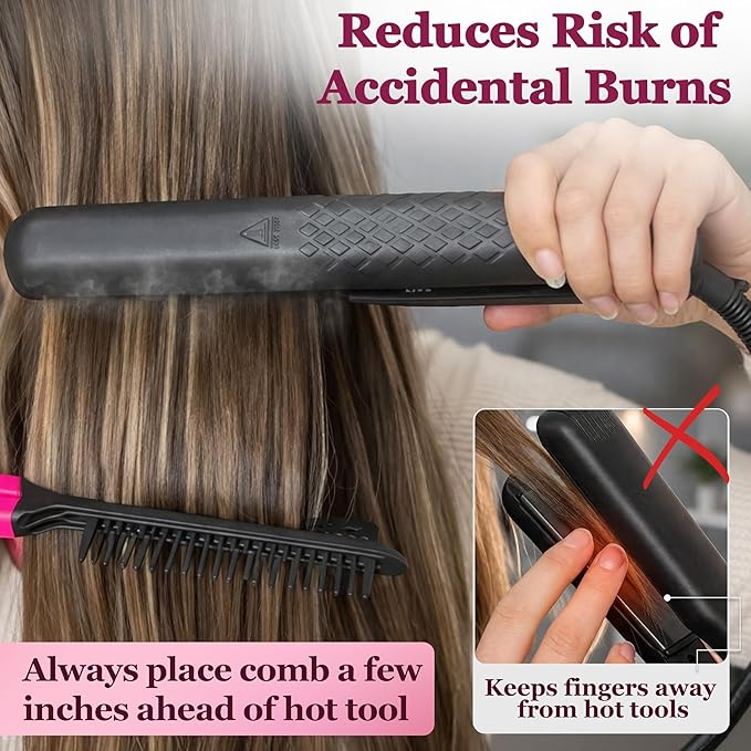 Peine alisador Herstyler para plancha de cabello rosa miniatura 4