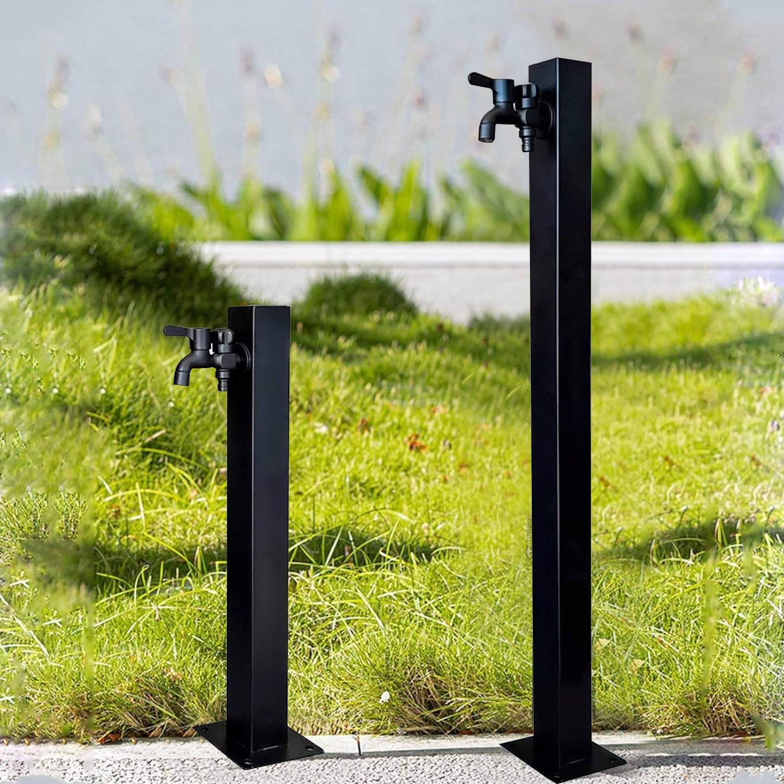 Colonne d'eau de jardin extérieure en acier inoxydable avec robinet, robinet d'eau vertical sur pied pour tuyau d'arrosage, robinet d'eau de cour extérieur antigel (hauteur: 60cm/95cm)(Height: 60cm/23