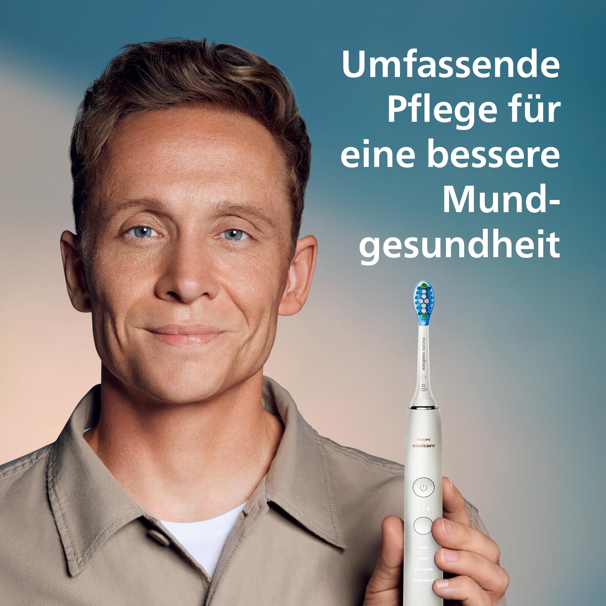 Philips Sonicare DiamondClean 9000 elektrische Zahnbürste, Schallzahnbürste mit App, Drucksensor, 4 Putzmodi, 3 Intensitätsstufen, Ladeglas und USB-Reiseetui, Roségold, Modell HX9911/94