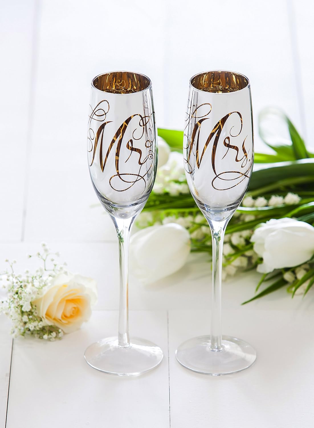 Buу 2 gеt 3 Wedding Day Décor Mr. and Mrs. 8 OZ Champagne Flutes - 3 x 10 x 3 Inches