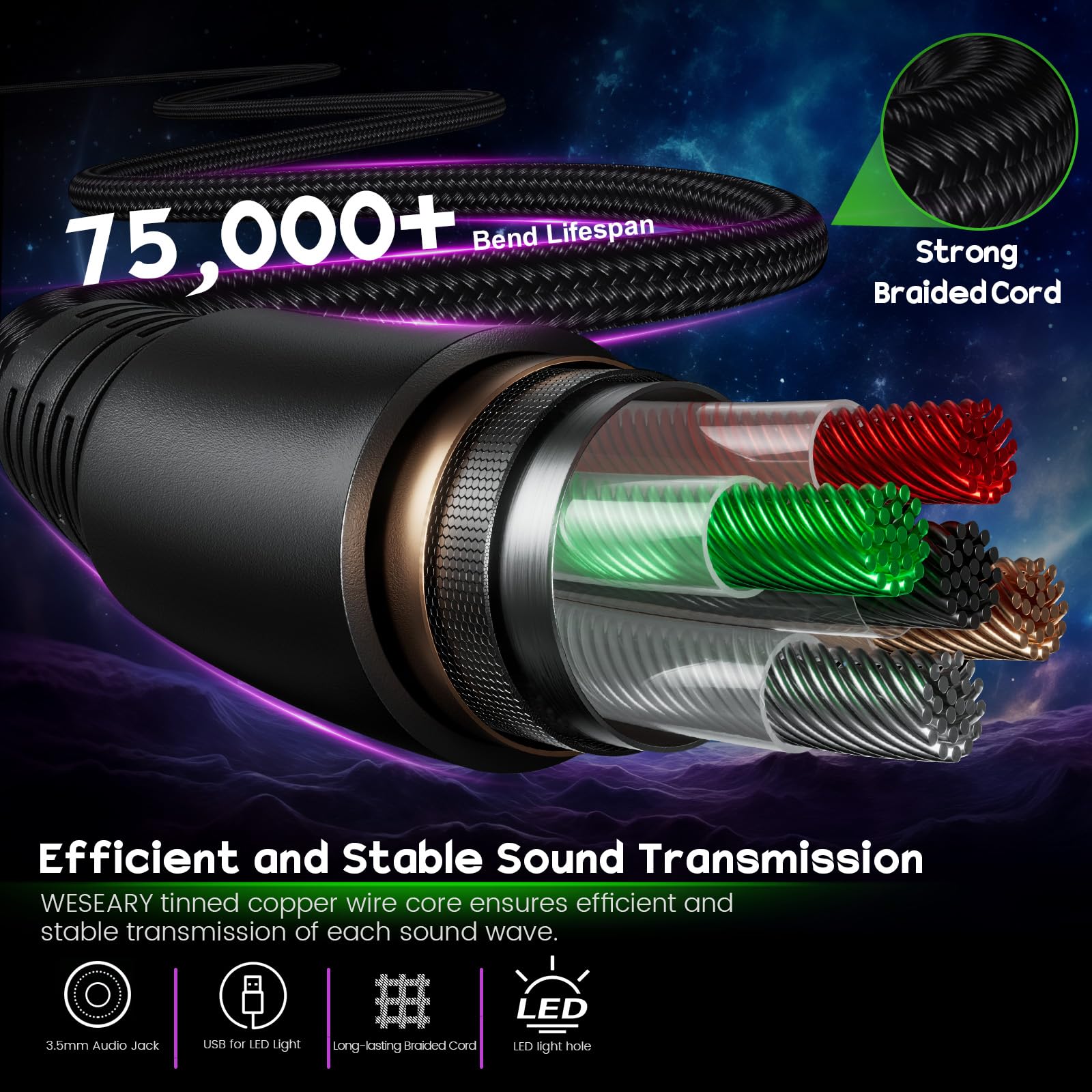 Cuffie da Gaming Over Ear con Cancellazione Rumore e Mic per PS4 PS5 PC Xbox One Switch, Memory Foam RGB 3.5mm