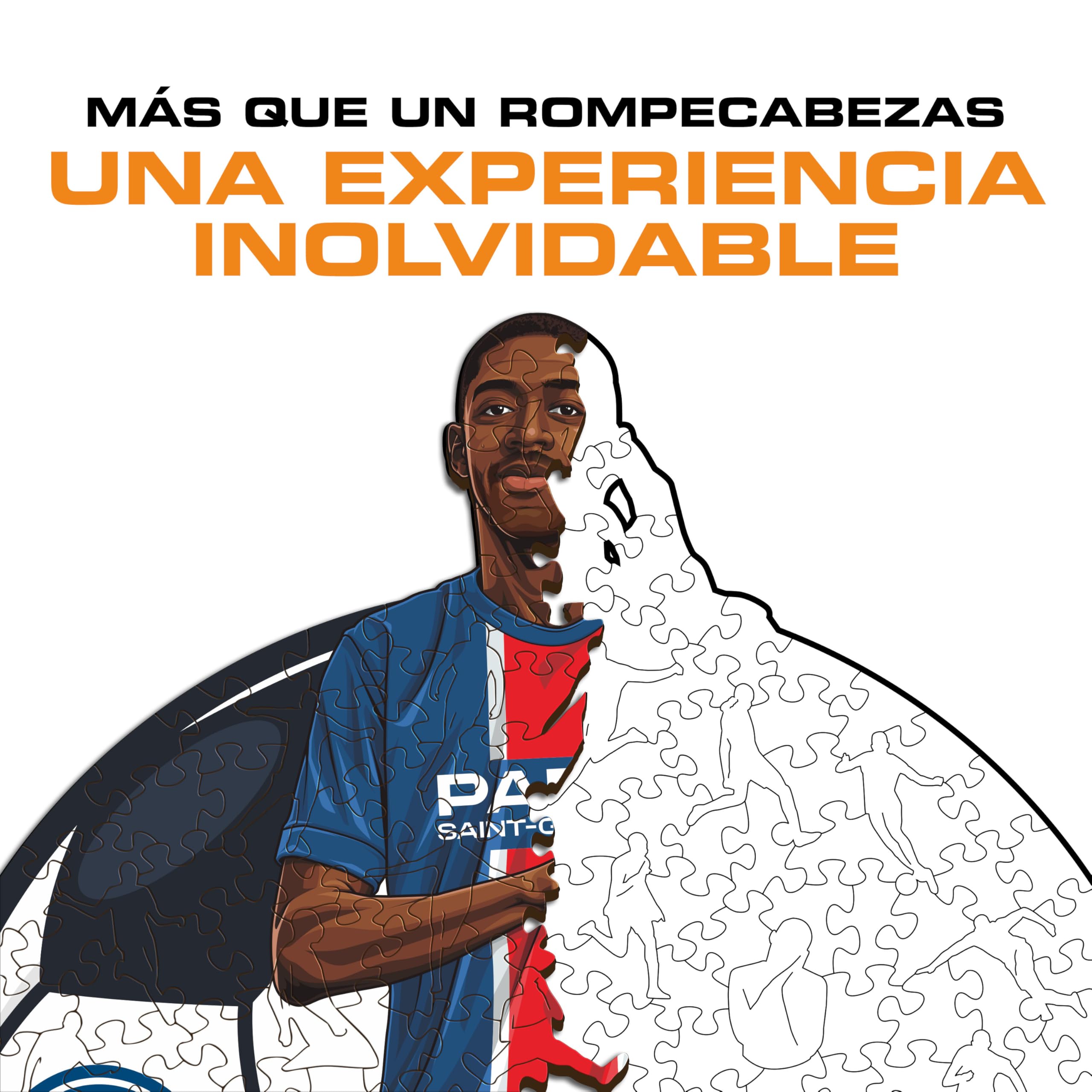 Iconic Puzzles - PSG, Ousmane Dembélé, oficjalnie licencjonowane drewniane puzzle, 100% trwałe, prezent dla dorosłych i dzieci, rozmiar L, 500 elementów