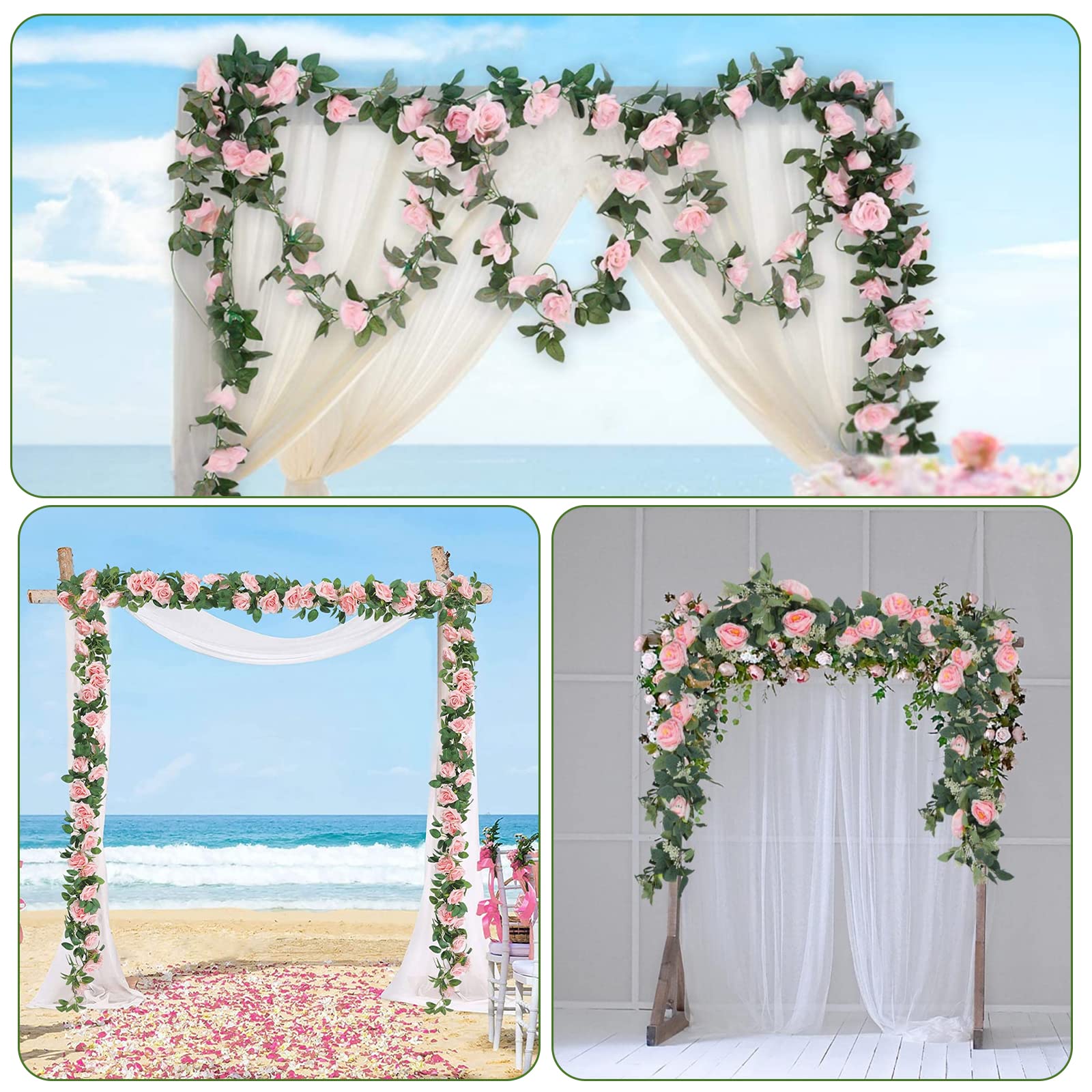 Ghirlanda Fiori Margherita Artificiale - 2.1 Metri, Rosa Rossa, Per Decorazioni Casa E Eventi - Foto 3