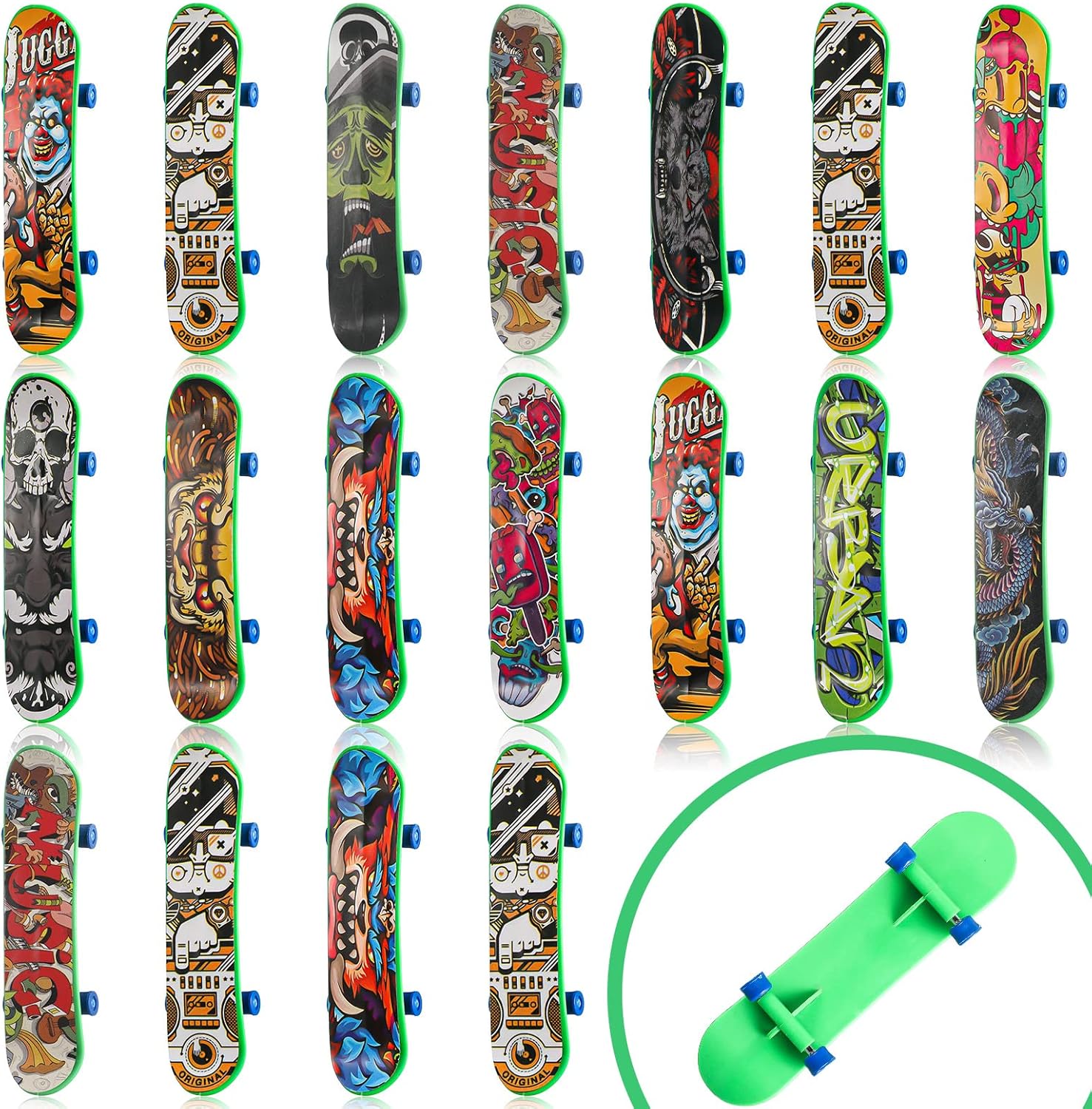 Sosation 18 Pcs Mini Finger Skateboard Christmas Party Gift Favors Mini Skateboards Novelty Fingerboard Decorations Fingertips Movement Finger Gift(Cool Style)