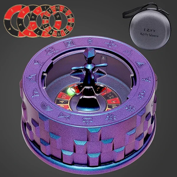 CZYY Roulette Dice - 7-in-1 Metal Spinner Dice Set, Unique Spinning Dice, Desk Fidget Gadget - Cool DND Role Playing Dice, Gift & Accessories for DND, Tabletop RPG, Board Game (Purple)