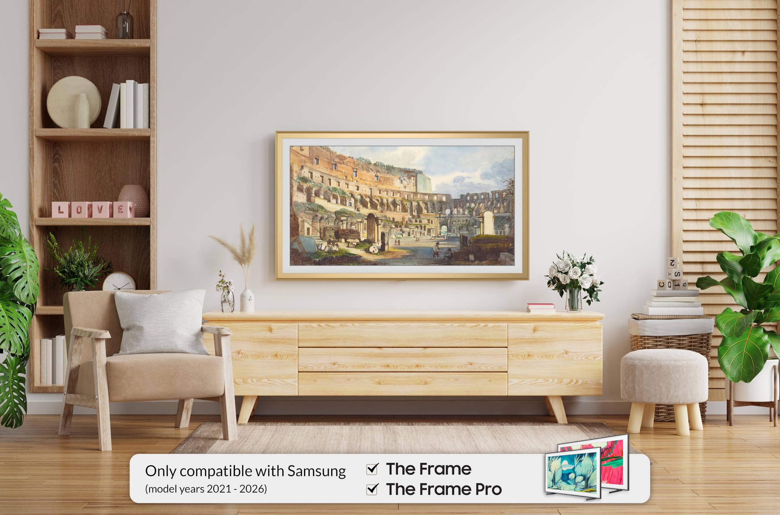  deco frame♡ Moldura de TV Deco de liga dourada pálida de 32 polegadas