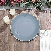 Vista 9 de Efavormart - Paquete de 10 platos llanos redondos de plástico azul polvoriento brillante de 10 pulgadas con borde dorado, platos desechables