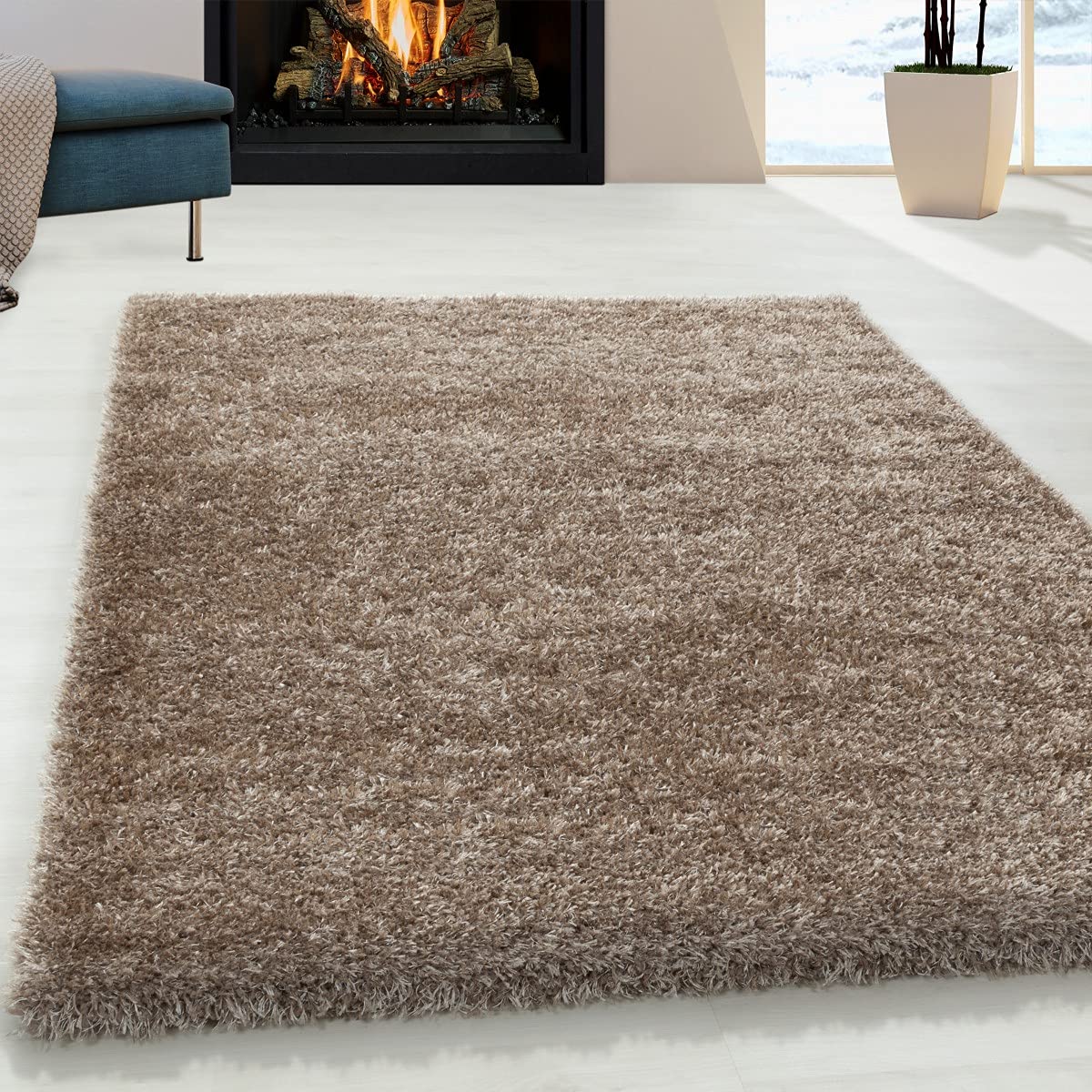 Tapis à poils longs Soft Shaggy Taupe Brilliant 4200 60x110 cm
