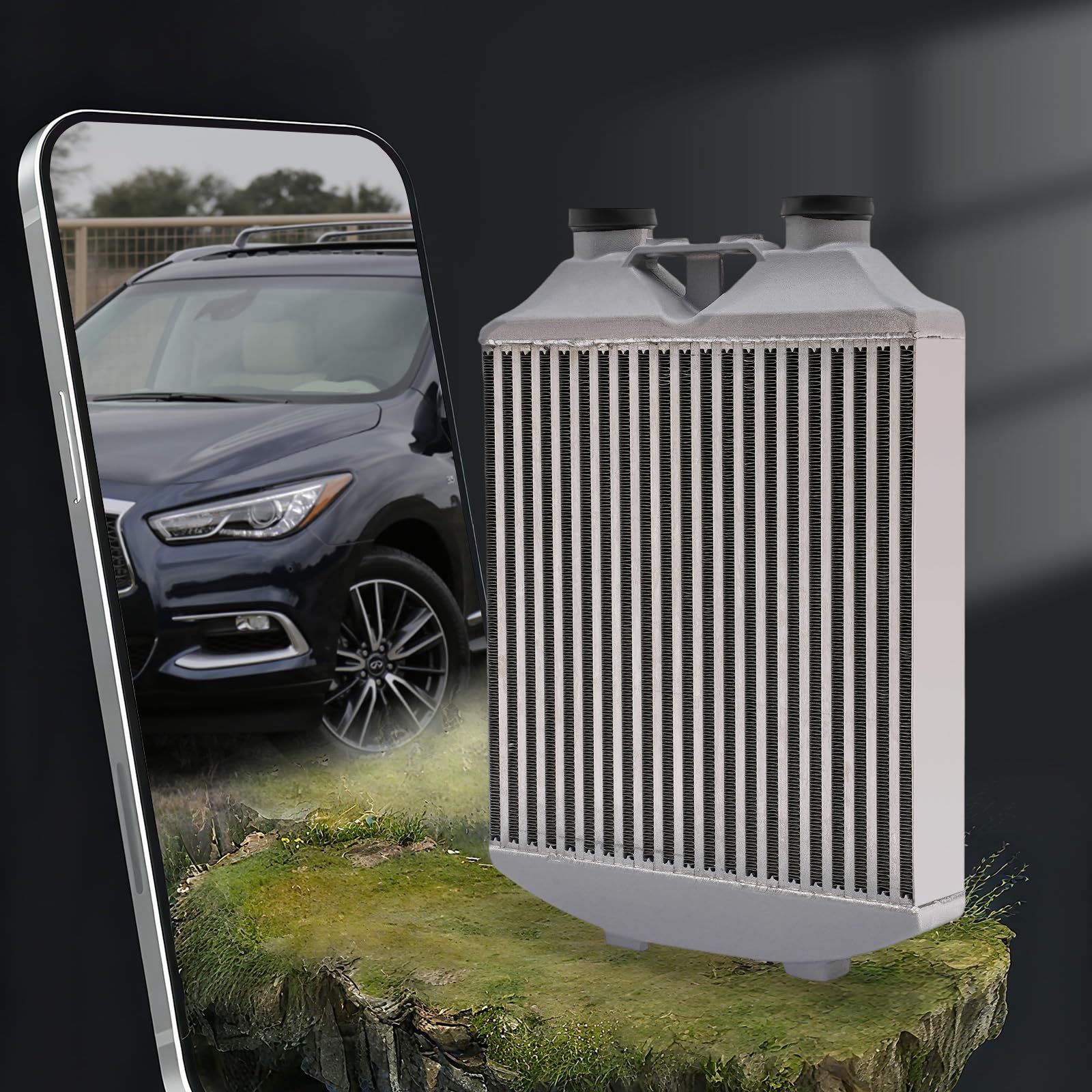 Intercooler universale per auto, intercooler a doppia fila, in alluminio, 60psi per motore diesel Mk4 1.9 130PD, 78 x 40 x 7 cm