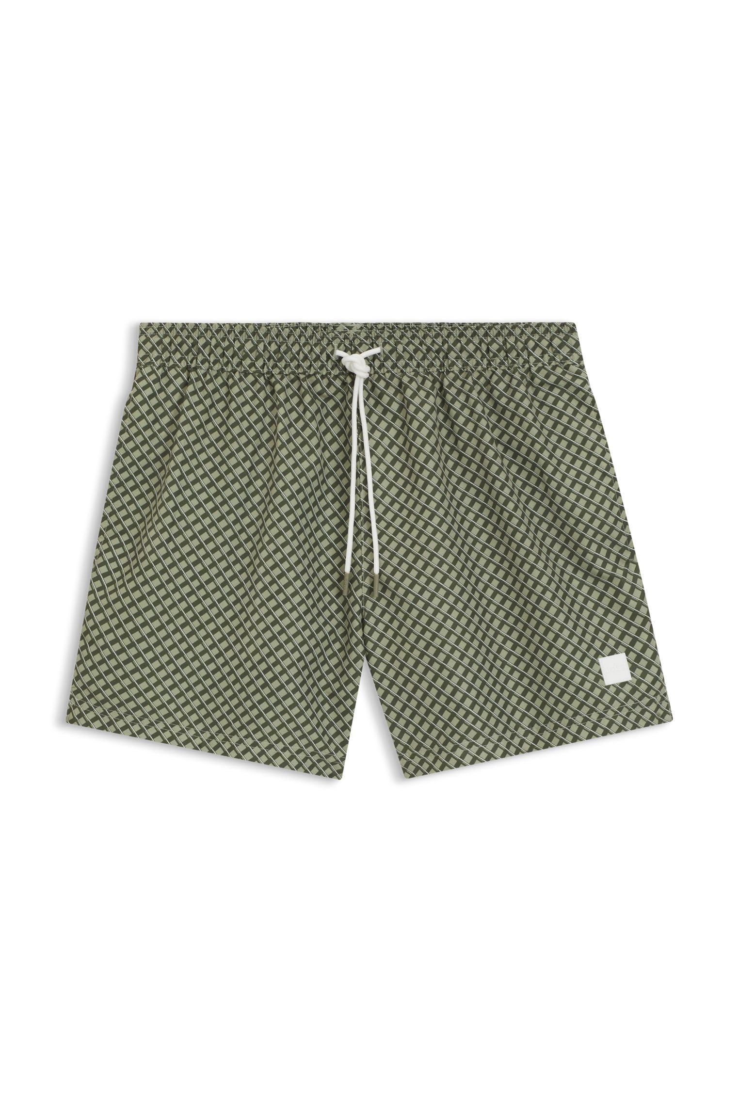 BOSS Herren Vibe Badeshorts mit feinem Print und Logo-Badge