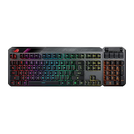 ASUS ROG Claymore II Wireless Modular Gaming Mechanical Keyboard (ROG RX Switches, Detachable numpad & Wrist Rest for TKL 80%/100%, Aura Sync, Media Controls, Fast Charge, USB 2.0 Passthrough)-Black