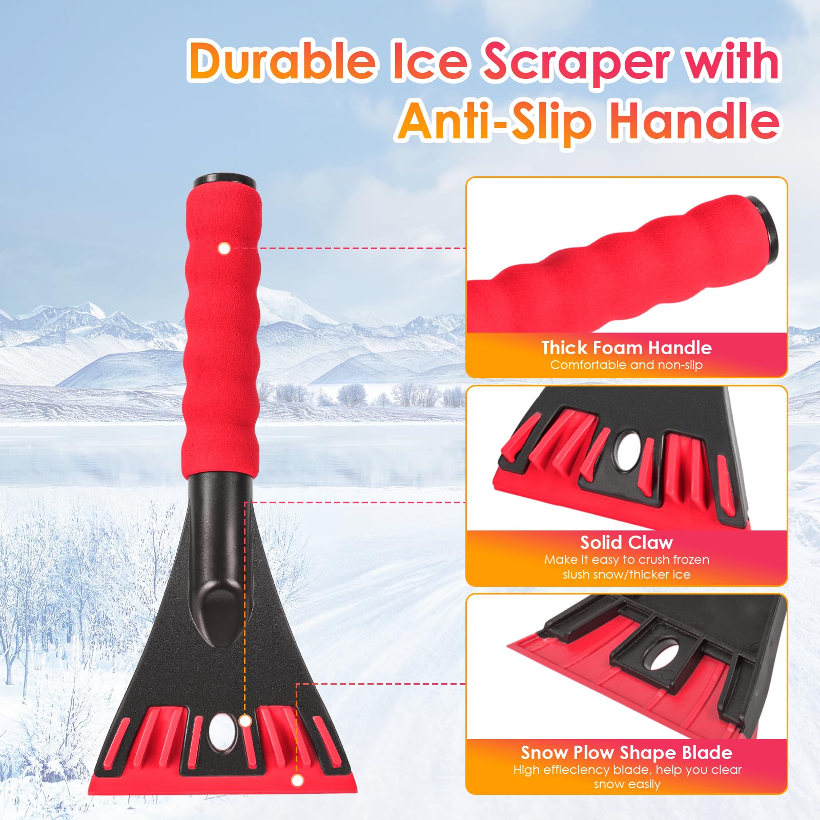 2 Pièces Grattoir Pare Brise Voiture Professionnel Ergonomique Raclette Voiture Givre Avec