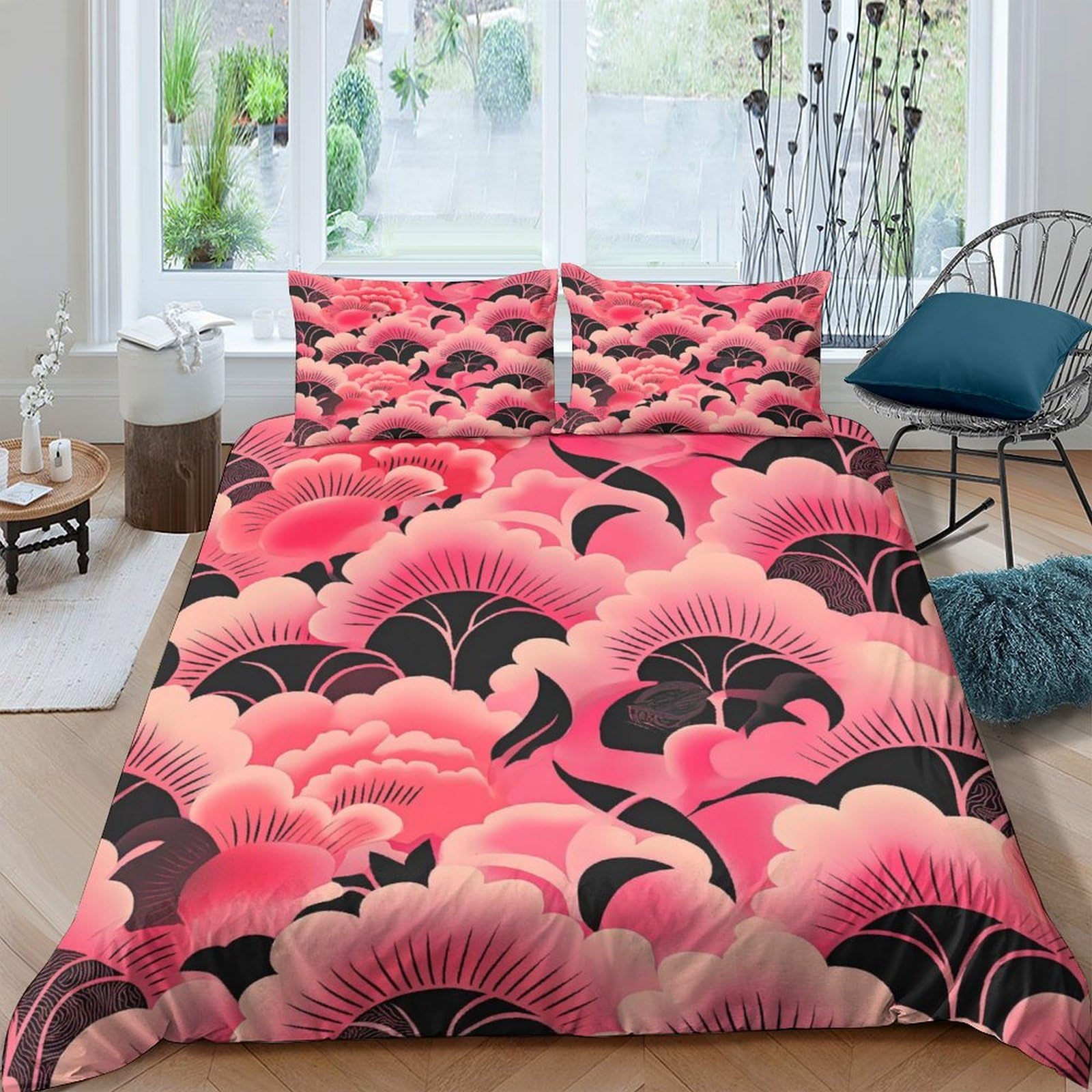 Housses de couettes fleurs 3D 200x200cm pour transformer votre chambre en un havre de paix printanier