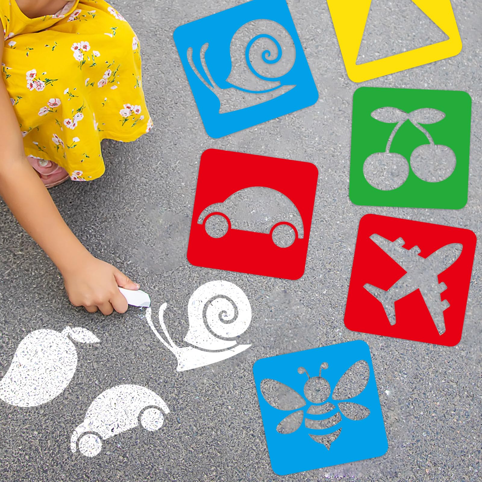 36pc Drawing Stencils - Sidewalk Chalk Art -4