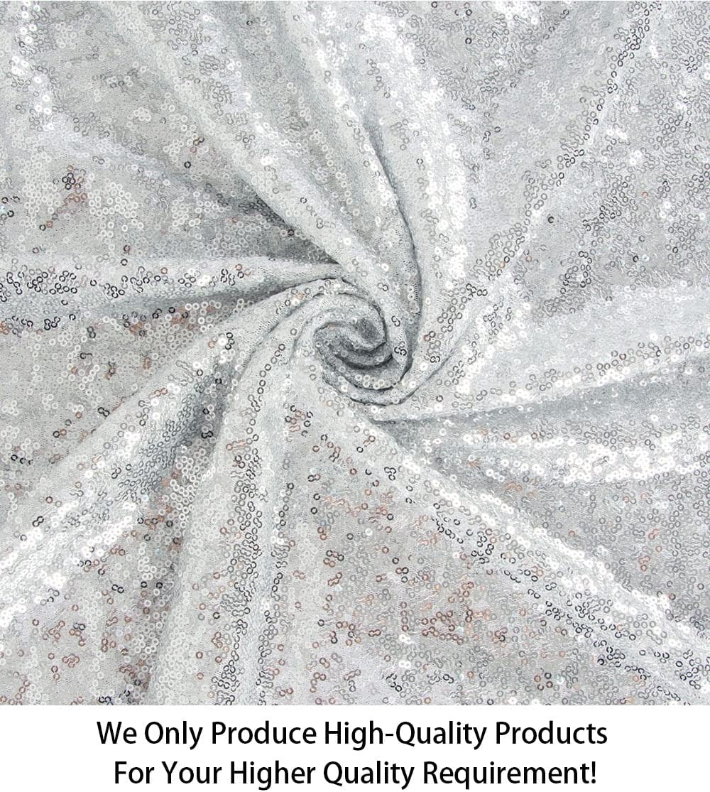 ShiDianYi 30 Feet Sequin Fabric by The Yard 10 Yards Silver Fabric for Sewing Glitter Mesh Material Sparkle Fabrics for Dress Silver Sequin Fabric Backdrop