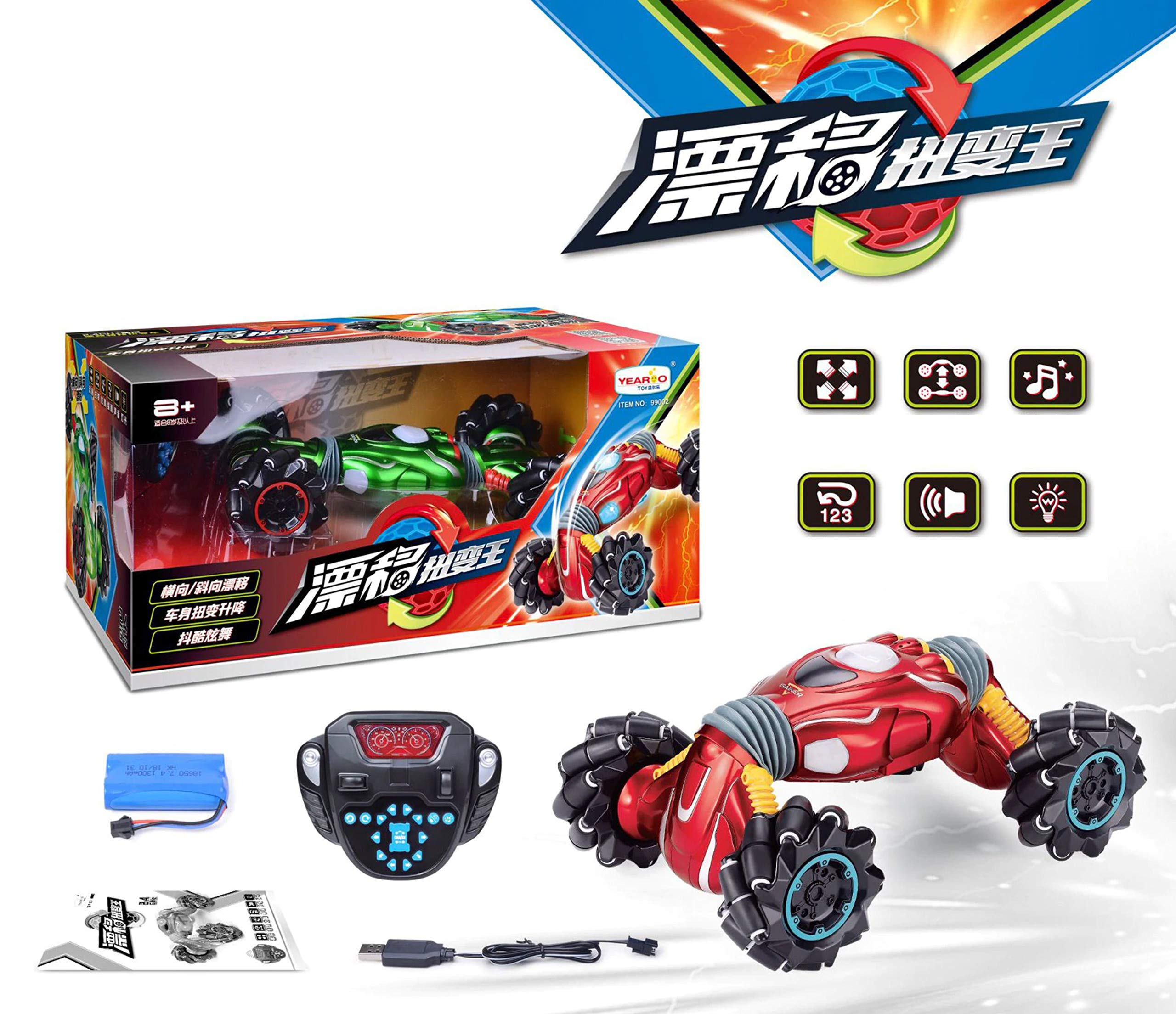 Magicwand® R/C Rechargeable 4WD 360° Twisting Off-Road Drift Monster with Lights & Music (Red)