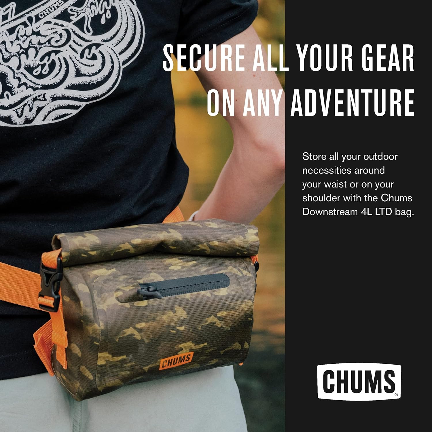 Chums Storm Downstream 4L LTD Hip Pack – Adjustable Fanny Pack For Men and Women (Fish Camo Green) - Image 2
