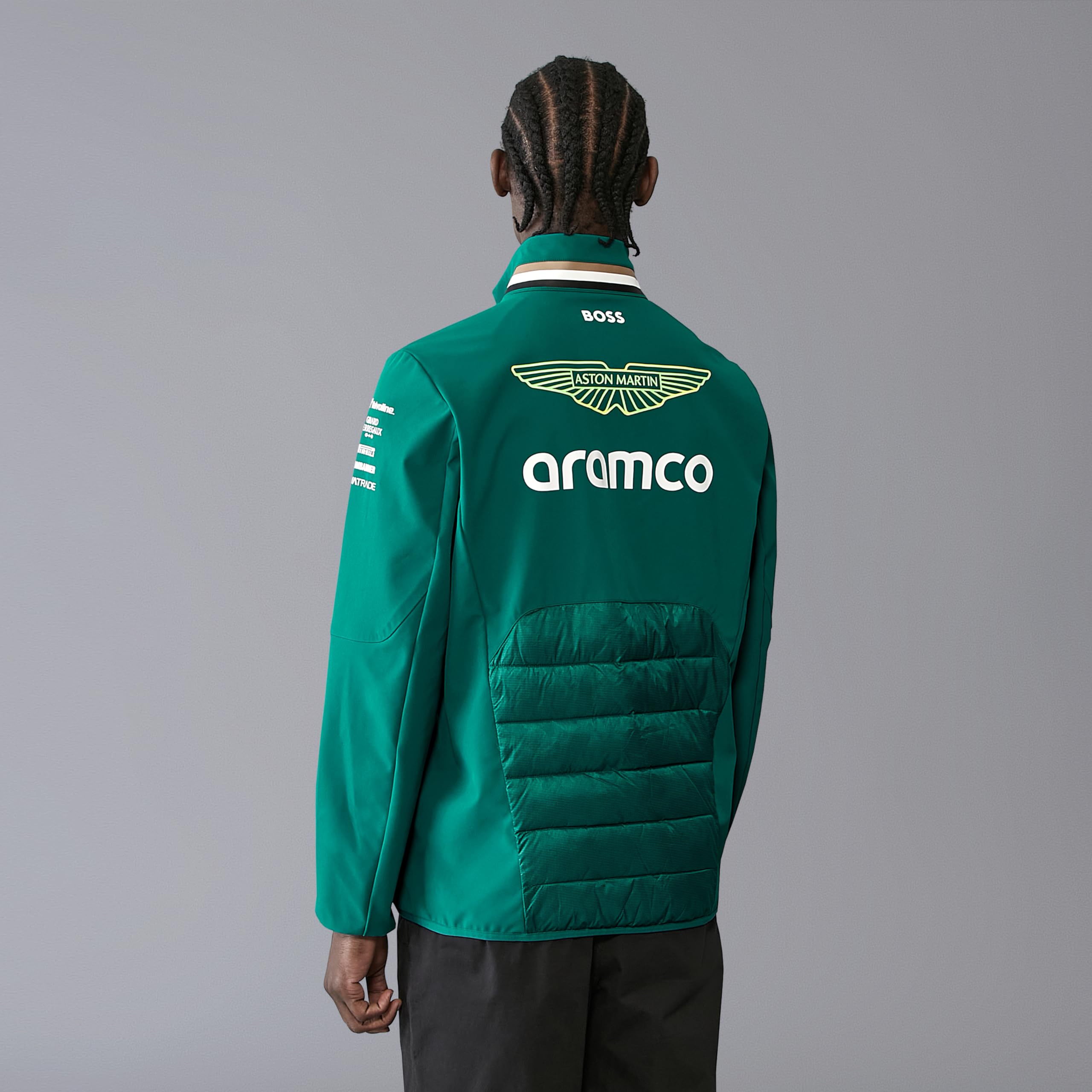Aston Martin F1 Chaqueta híbrida del equipo 2024 para hombre con acolchado Thermore - Verde - Talla: 3XL