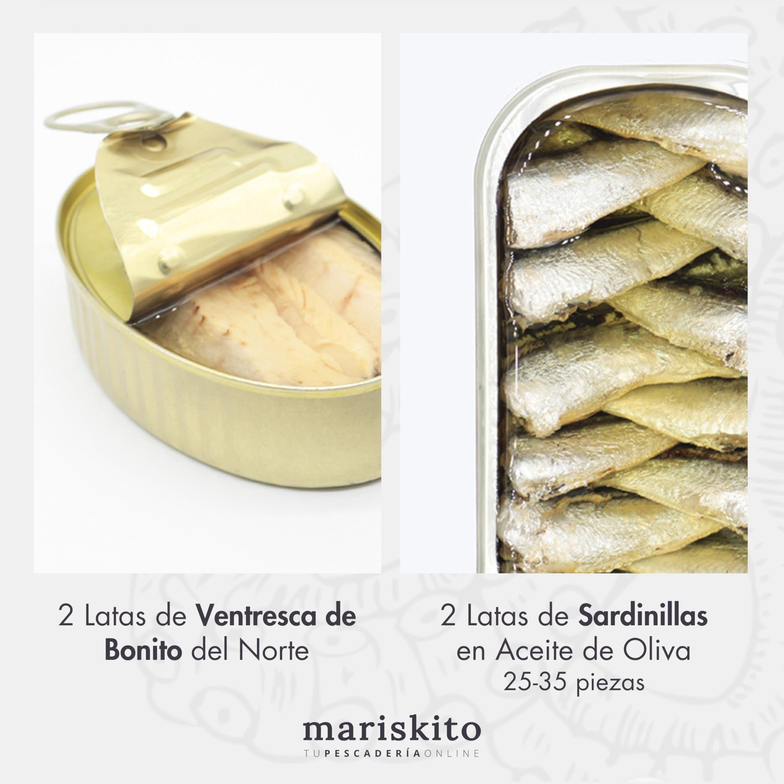 MARISKITO | Pack La Mar de Variado - 12 Conservas Gourmet - Latas de Conservas Gallegas - Caja Regalo - Lote de Productos Delicatessen