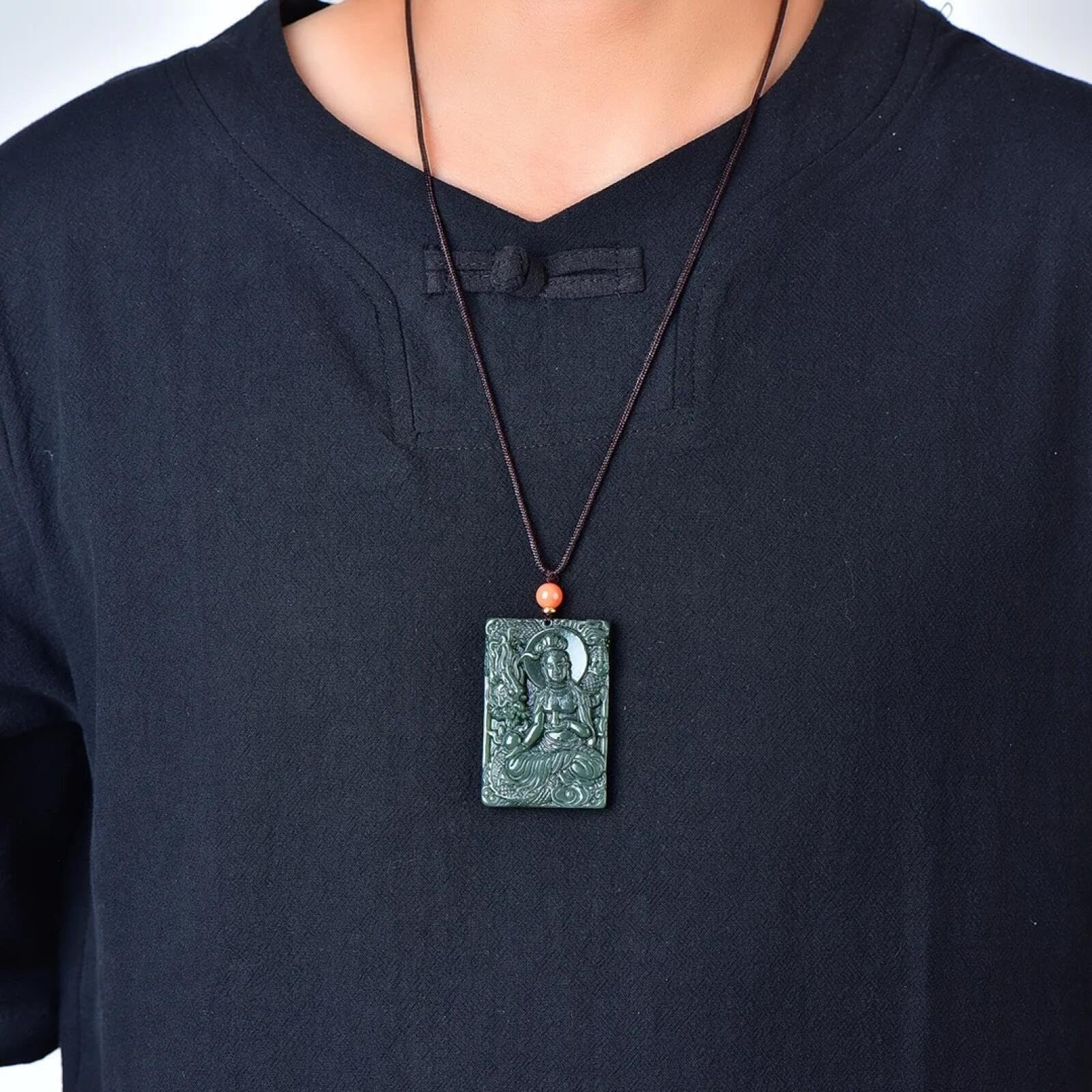 Exquisito collar con colgante de Buda de jade turquesa, estructura de grano fino, procesamiento hecho a mano para regalos de recuerdo de boda y viajes