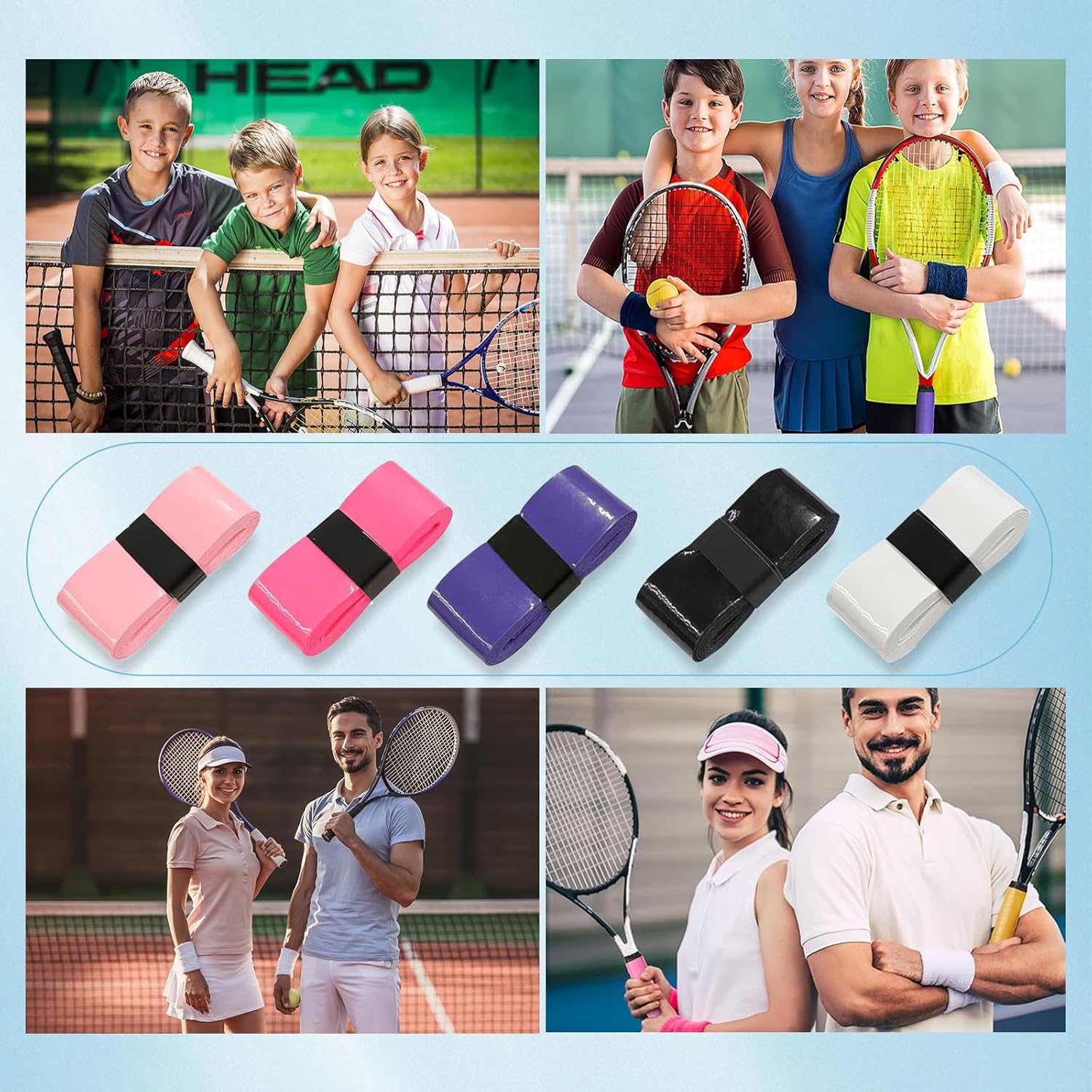 Fidqiog 20 Pack Tennis Racket Grip Tape, Anti-Slip Badminton Grip Tape, PU Upgraded Fabric Overgrip for Tennis Rackets, Badminton, Fishing - Image 6