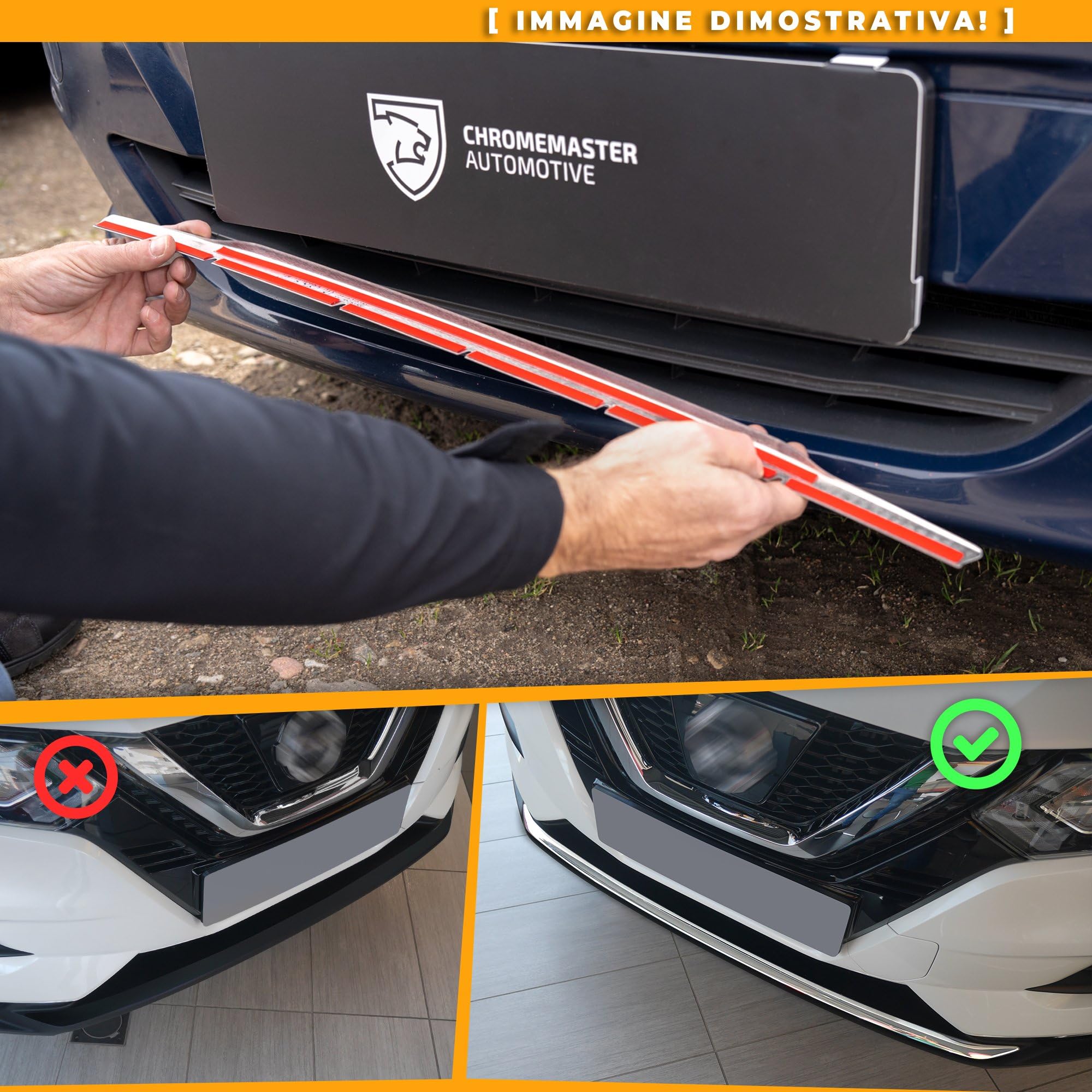 CHROMEMASTER | Compatibile con Fiat 500X 2015-2018 | Profilo per Griglia del Paraurti Anteriore; Acciaio inossidabile Lucidato | Neues, Adattamento Perfetto; Nuovo Aspetto Attraente dell'Auto