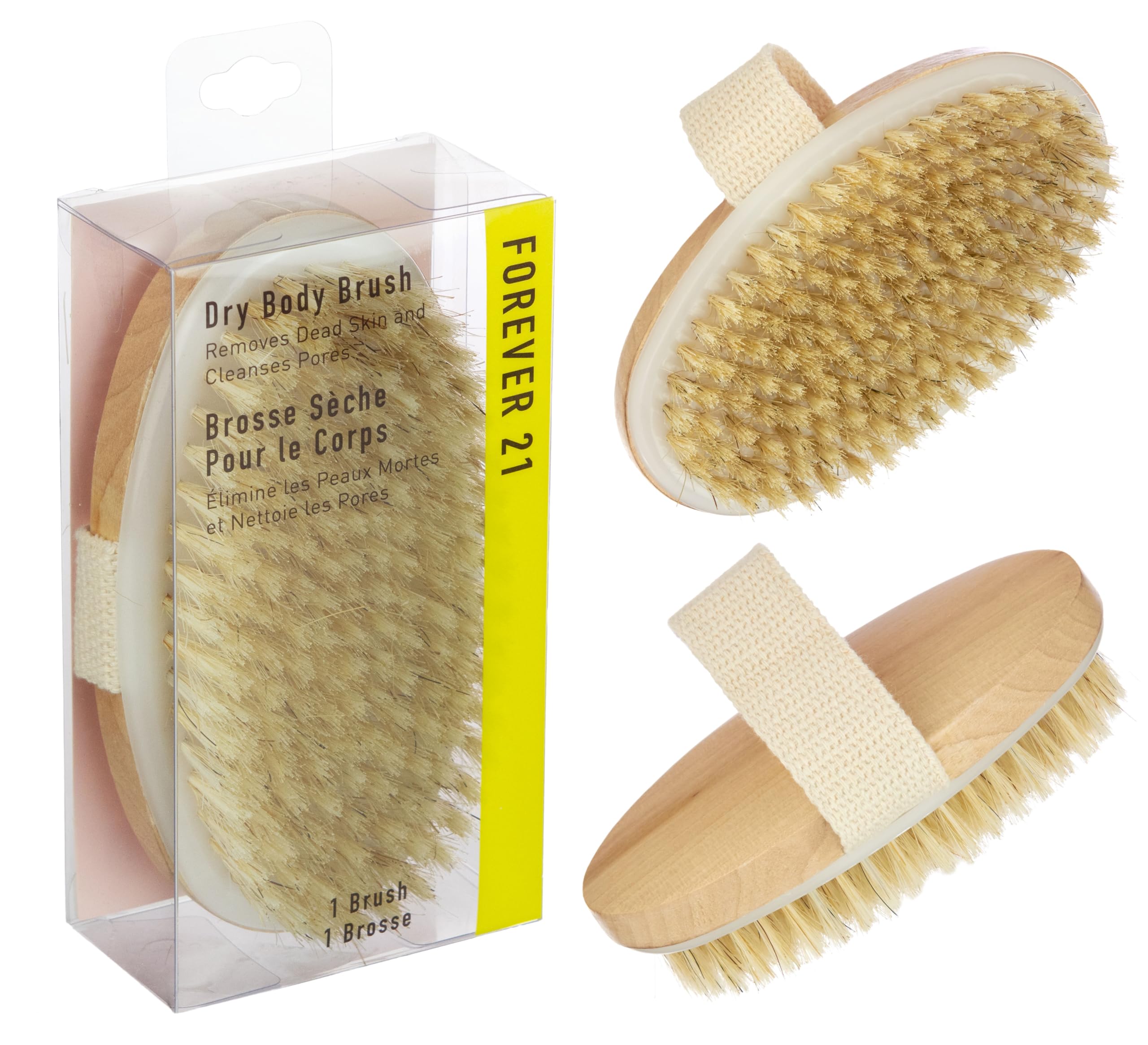 Oval Natural Bristle Dry Body Brush - Exfoliating Skin Brush for